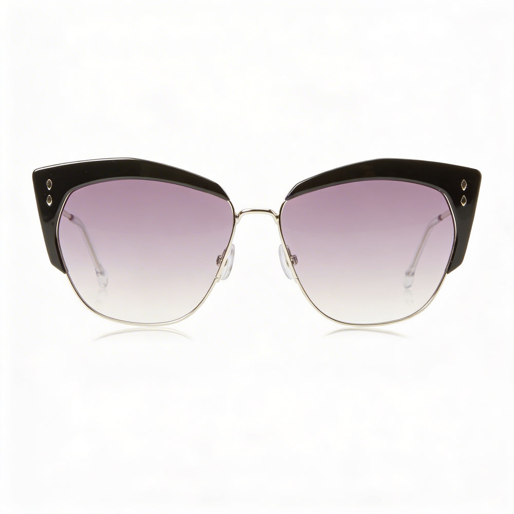 Gafas de sol informales Isabel Marant para mujer, montura metálica negra y plateada, lentes con degradado gris oscuro, 58-15-145