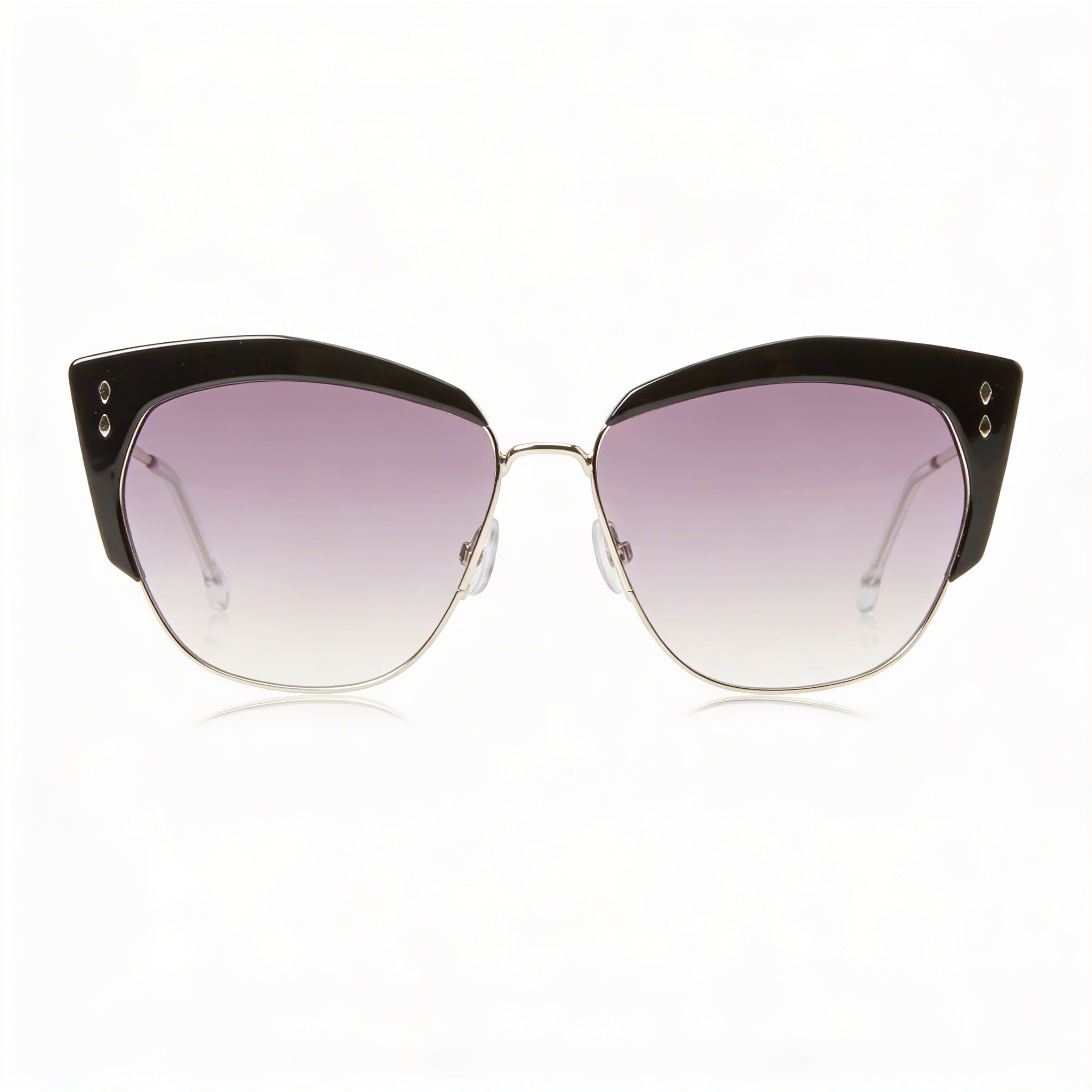 Gafas de sol informales Isabel Marant para mujer, montura metálica negra y plateada, lentes con degradado gris oscuro, 58-15-145, Photo 2