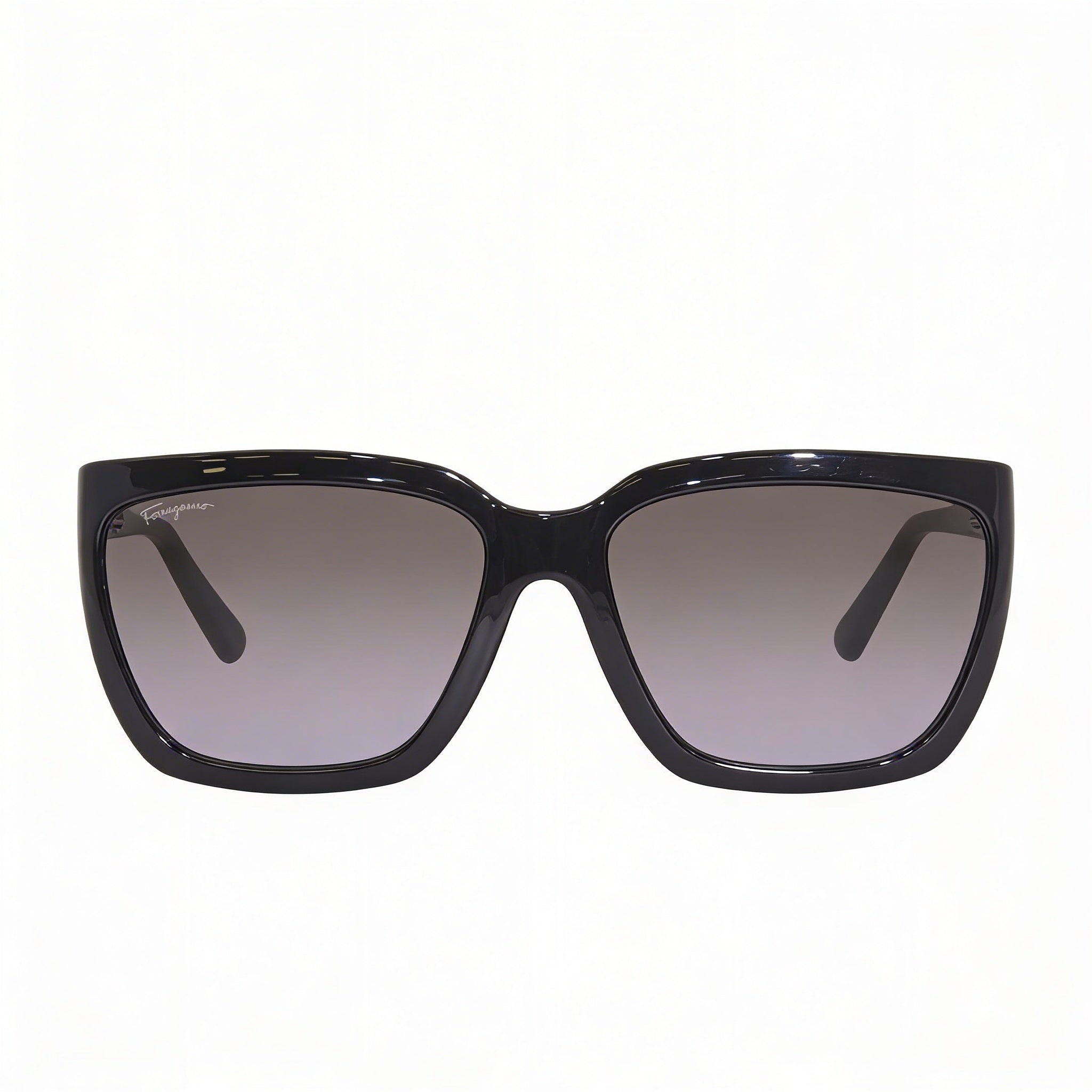 Ferragamo Classic Women's Shiny Black Acetate Frame Gradient Grey Lens Sunglasses 59mm, Photo 2