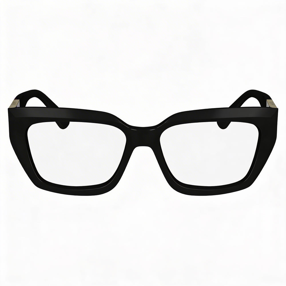 Lacoste Modern Women's Eyeglasses, featuring Black Acetate Frames and Black Polycarbonate Lenses, 54mm Lens Width