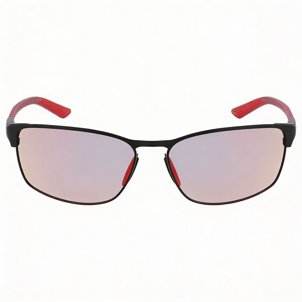 Gafas de sol unisex Nike Modern Metal de metal de aleación con protección UV, negras satinadas con espejo rojo, 58 mm