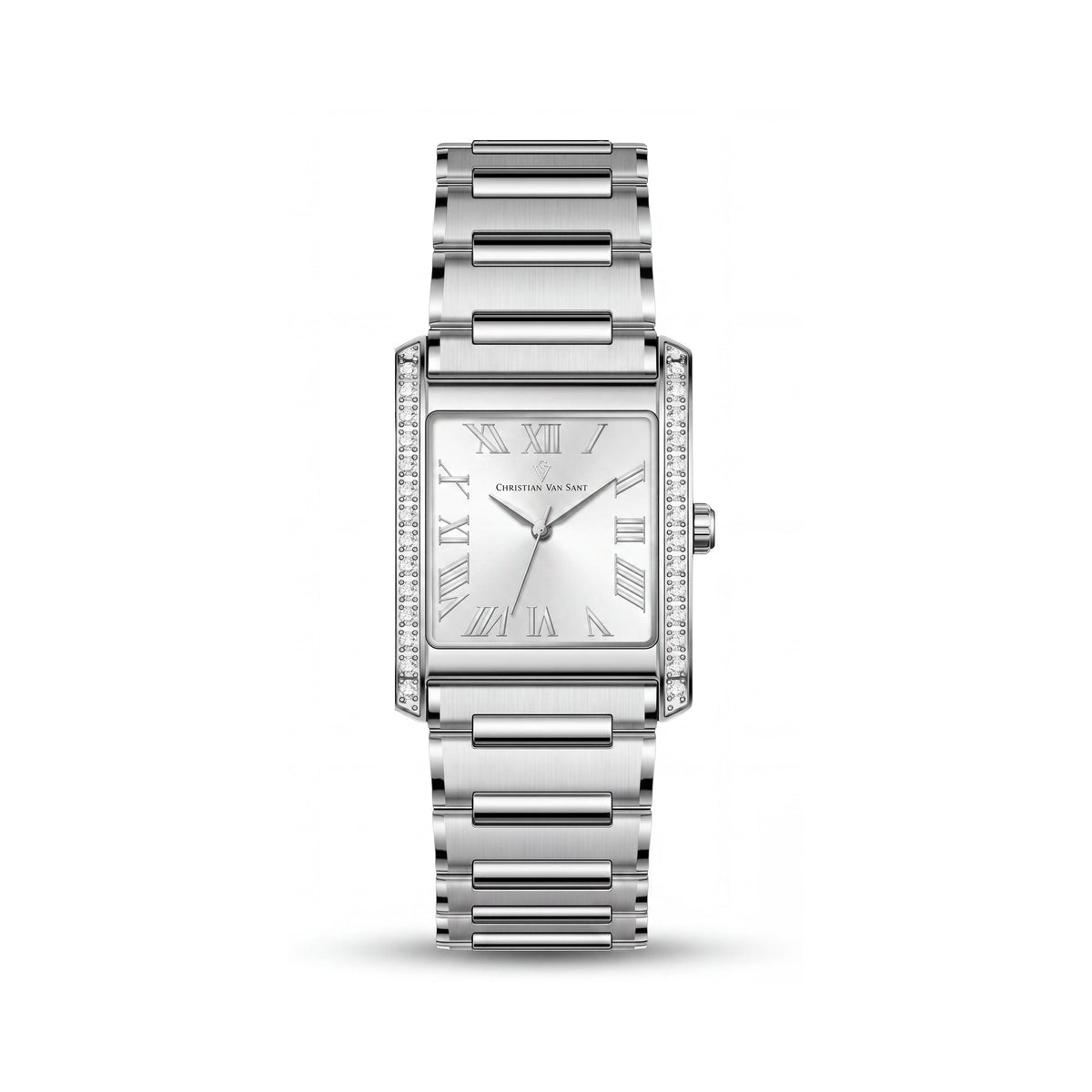 Reloj de cuarzo Christian Van Sant CV1280 para mujer, de acero inoxidable plateado con esfera blanca, cristal mineral, resistente al agua hasta 3 ATM, Photo 1