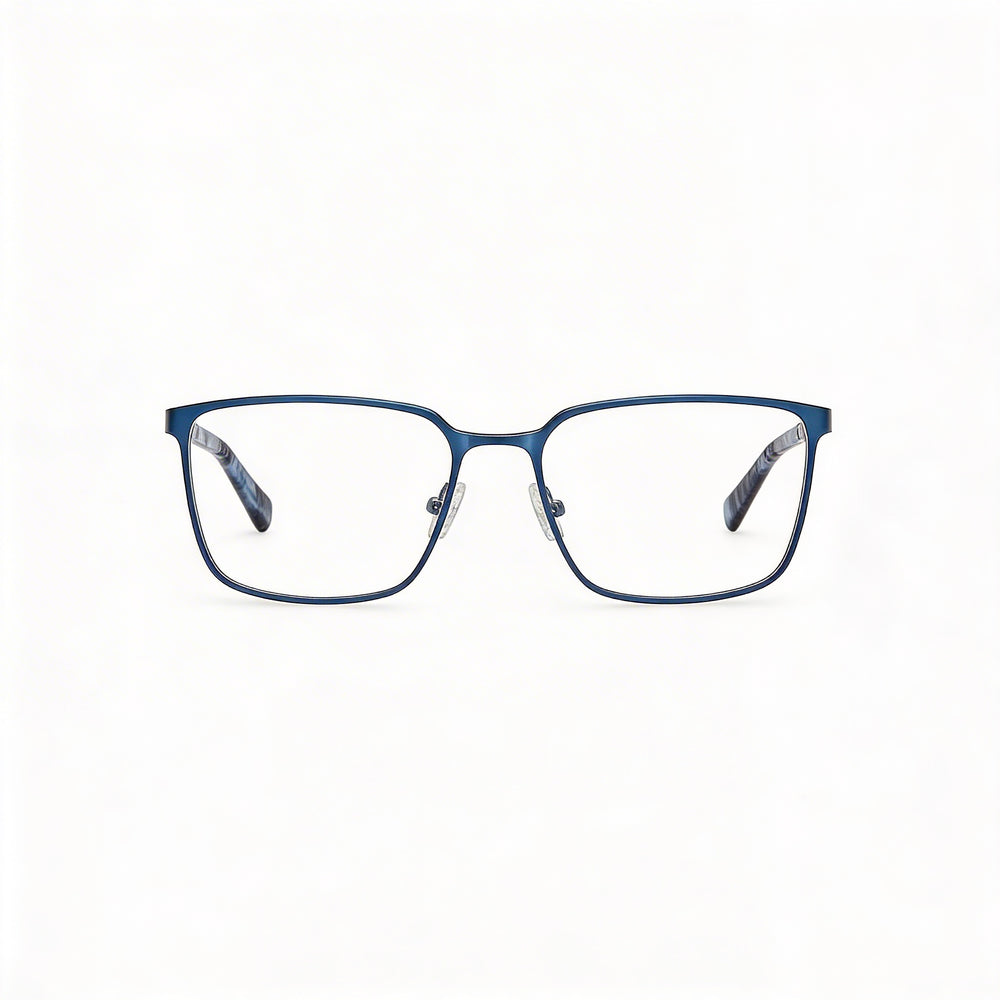 GUESS Gu50243 Gafas para hombre con montura de metal azul mate/brillante y lentes de policarbonato, ancho de lente 56 mm, puente 18 mm, longitud de patilla 145 mm