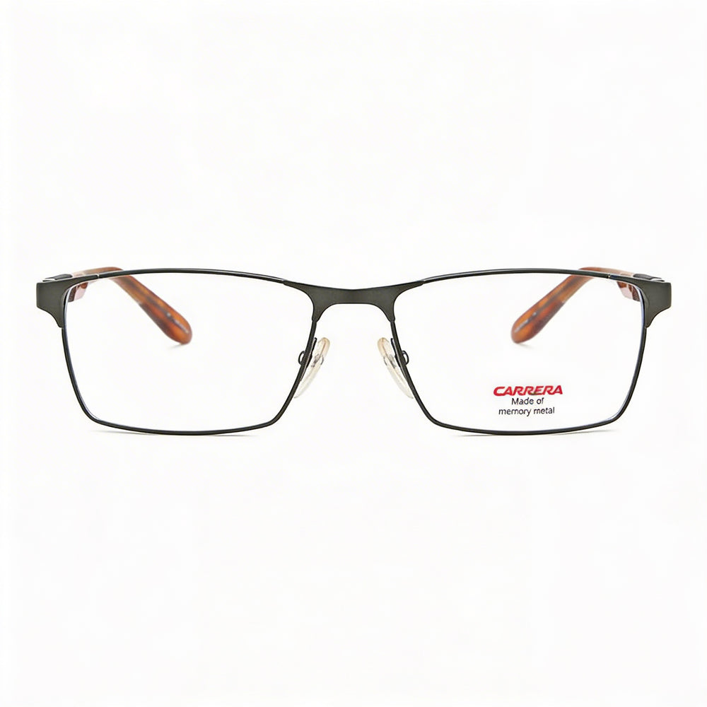 Carrera Gafas de metal de montura completa, unisex, modernas, rectangulares, con lentes transparentes en rutenio mate - Ancho de lente de 56mm