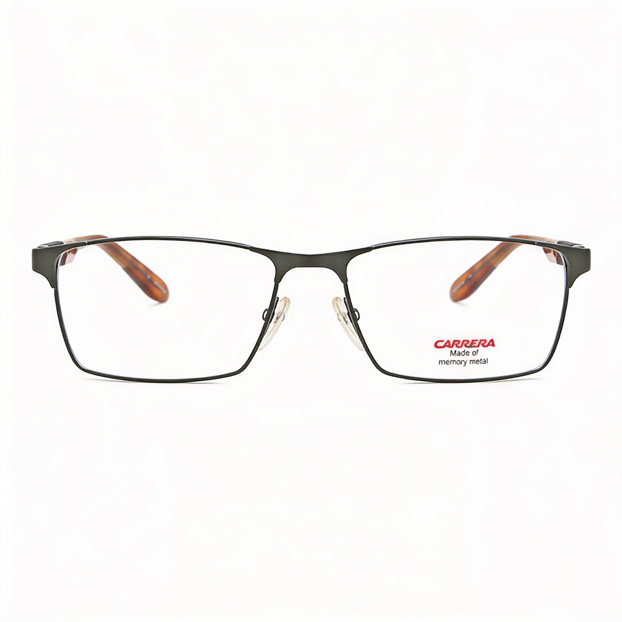 Carrera Gafas de metal de montura completa, unisex, modernas, rectangulares, con lentes transparentes en rutenio mate - Ancho de lente de 56mm, Photo 1