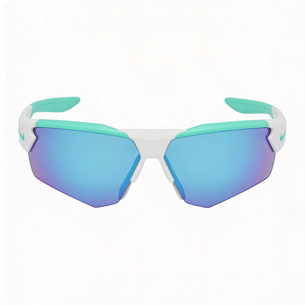 Nike CLOAK DUO EV24036 Unisex Plastic Matte Light Silver Frame, Grey Green Mirror Non-Polarized Lenses, 100% UV 71-09-130