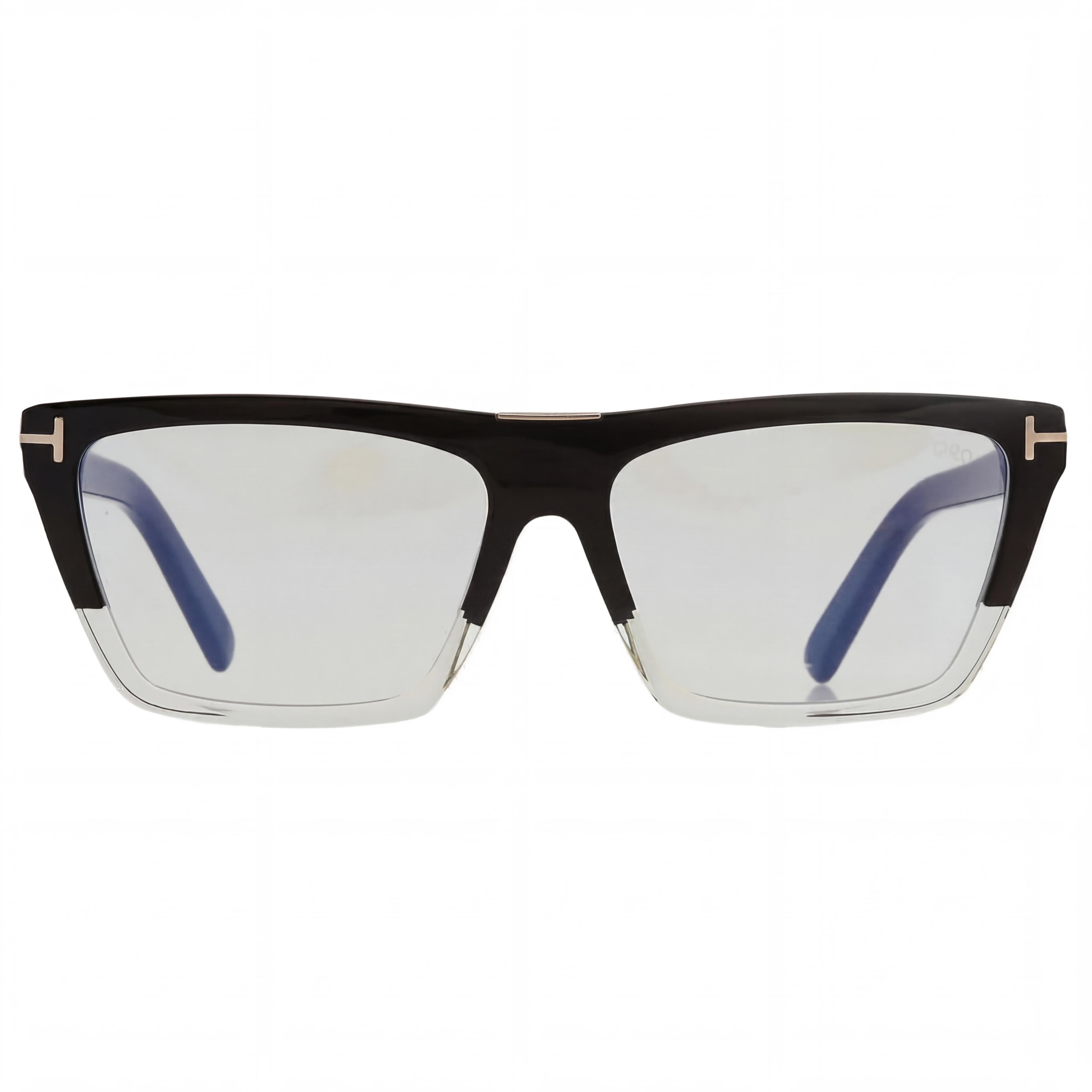 Tom Ford FT5912-B 005 57 Unisex Shiny Colorblock Black Crystal Acetate Blue Light Block Non- Eyewear 57mm, Photo 2