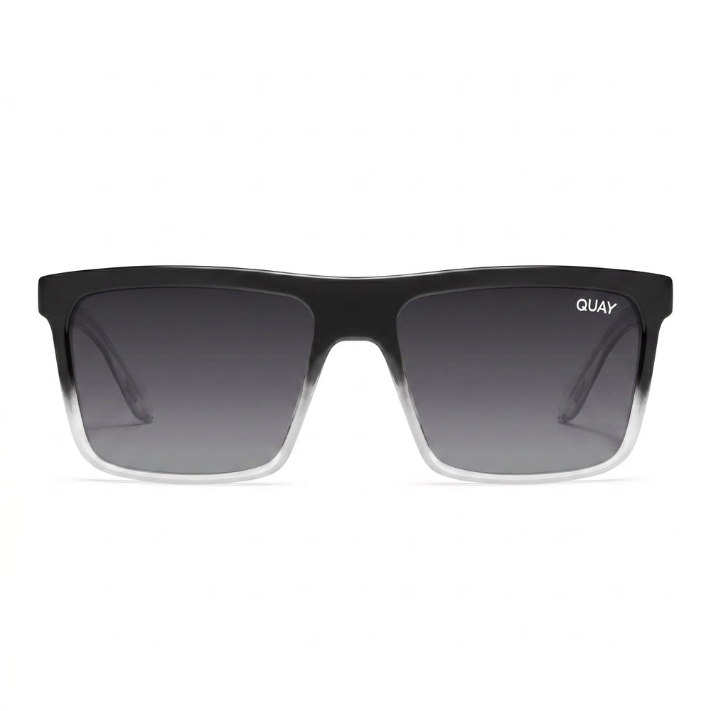 QUAY AUSTRALIA Let It Run Men's Black to Clear Frame Smoke Lens Polarized UV Protection Sunglasses