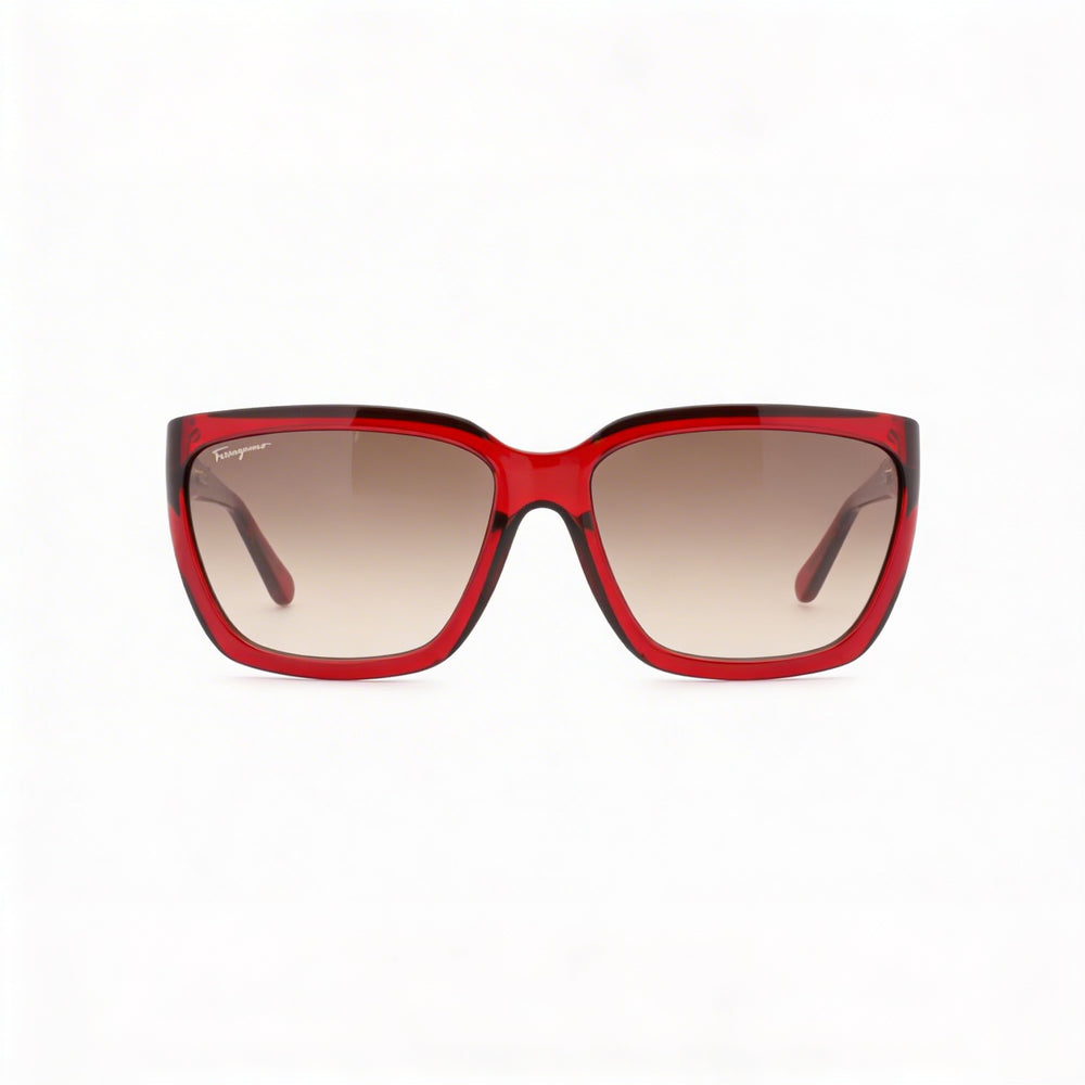 Gafas de sol Salvatore Ferragamo SF1018S para mujer, rectangulares, con cristales en gris vino, protección UV 100 %, 59 mm