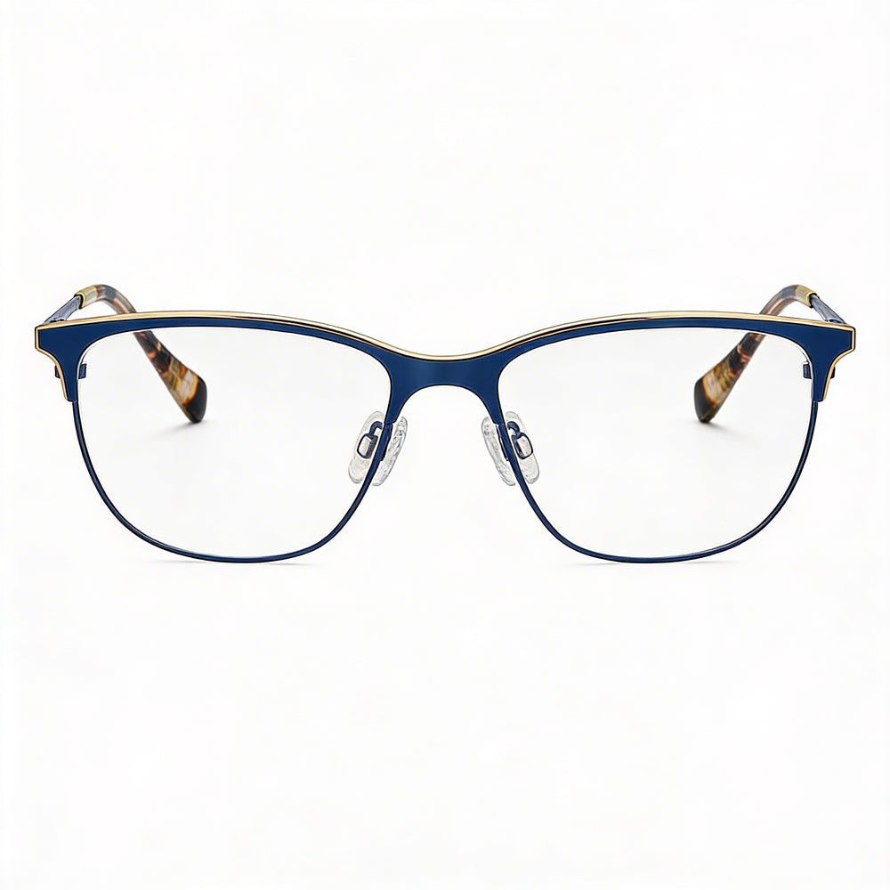 Gafas de sol rectangulares de acero inoxidable azul para mujer Rag & Bone RNB3034, con montura completa, lentes de 54 mm, puente de 15 mm y patillas de 135 mm.