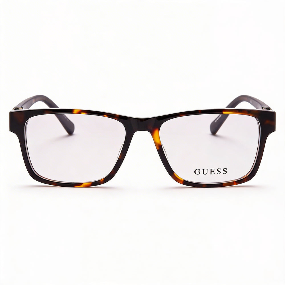 Gafas GUESS Gu50018 de diseño para hombre, montura de plástico color Havana oscuro con lentes de policarbonato de 52 mm