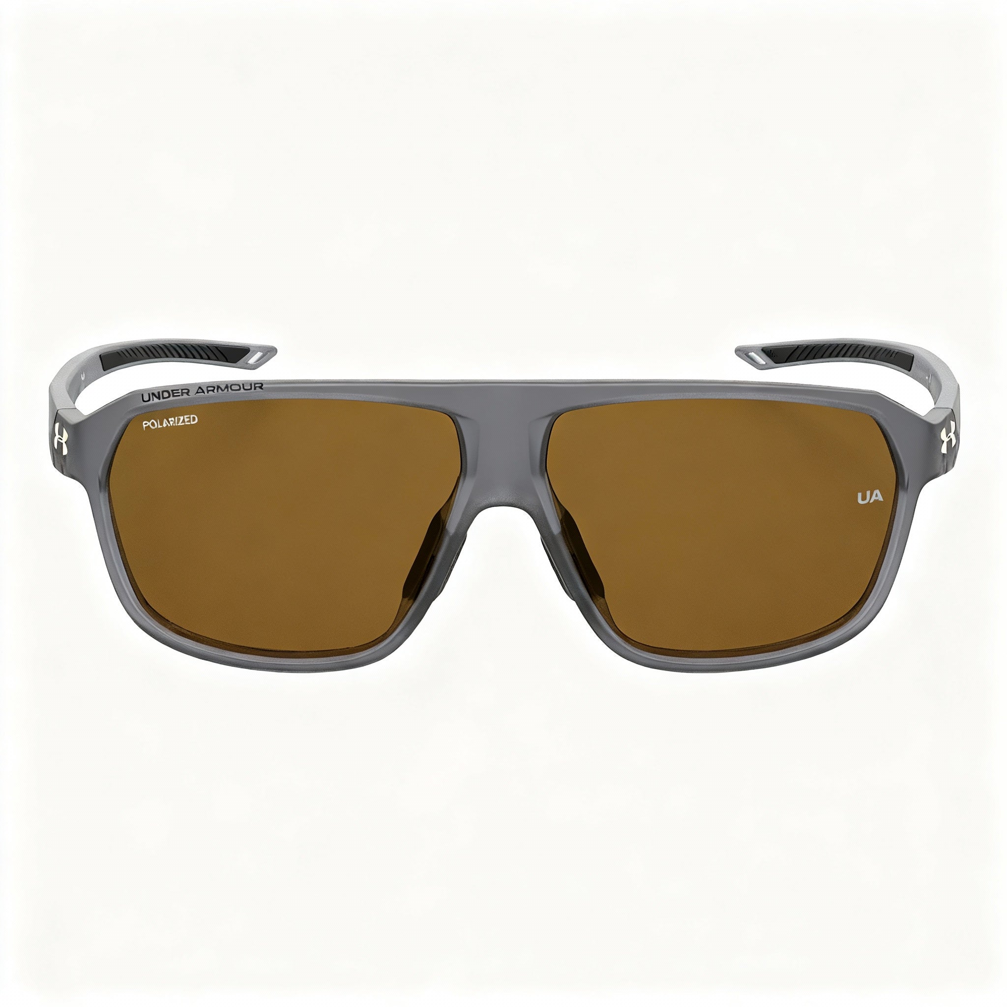 Under Armour UA DOMINATE/F Unisex Sport Sunglasses, Transparent Grey Polyamide Frame, Brown High Contrast Non-Polarized Lenses 65mm