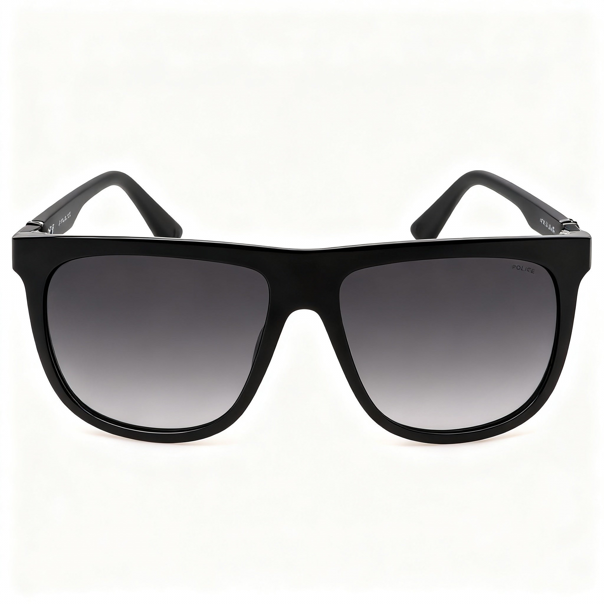 Police Casual Men's Injected Shiny Black Frame Polycarbonate Smoke Gradient Non-Polarized Sunglasses