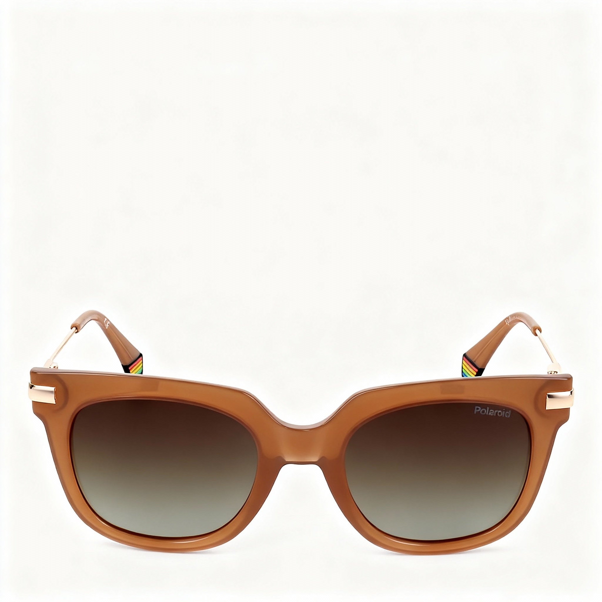 Polaroid Classic Women's Square Polycarbonate Orange Frame Brown Polarized 51mm Sunglasses