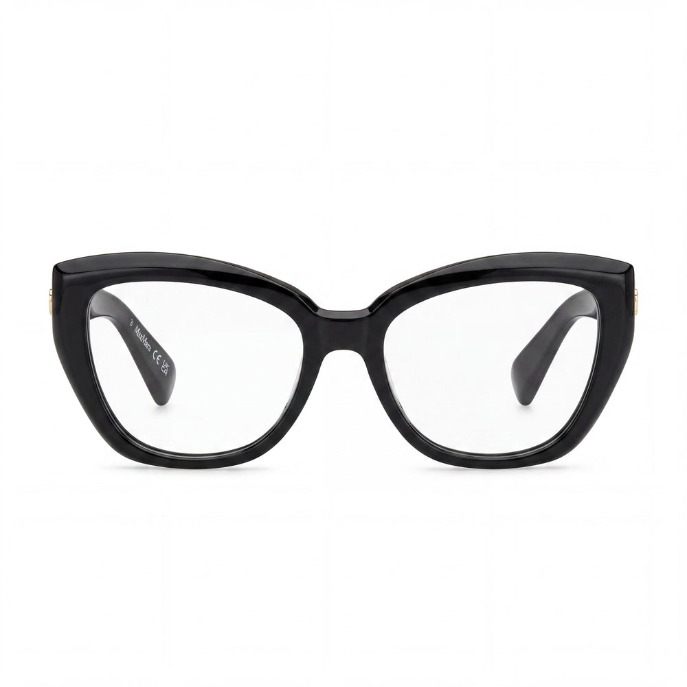 MaxMara Women's MM5134 Polarized Eyewear featuring a Shiny Black Plastic Frame and Multicoloured Lenses, 54mm