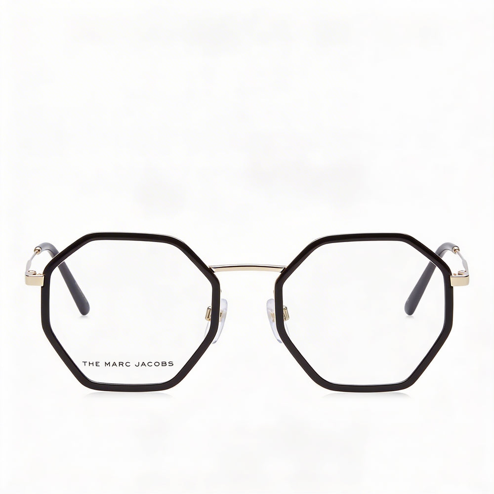 Marc Jacobs Modern Women's Black Gold Stainless Steel Square Full Rim Eyeglasses 50mm Lens Width