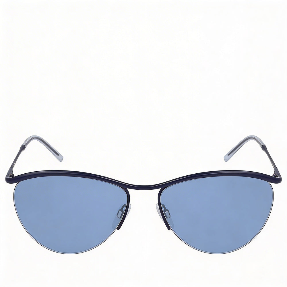 Gafas de sol DKNY Dk107s para mujer, estilo ojo de gato, con protección UV, sin polarizar, montura azul marino y lentes azules de 56 mm