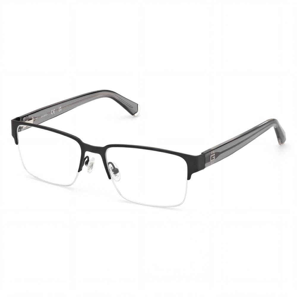 Guess GU50095 Matte Black Rectangle Eyeglasses for Men, 55mm