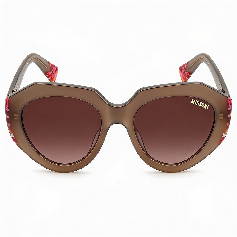M Missoni Classic Women's Sunglasses, Acetate Beige Pink Brown Shaded Frame, Pink Doubleshade Lenses, 53mm, UV Protected