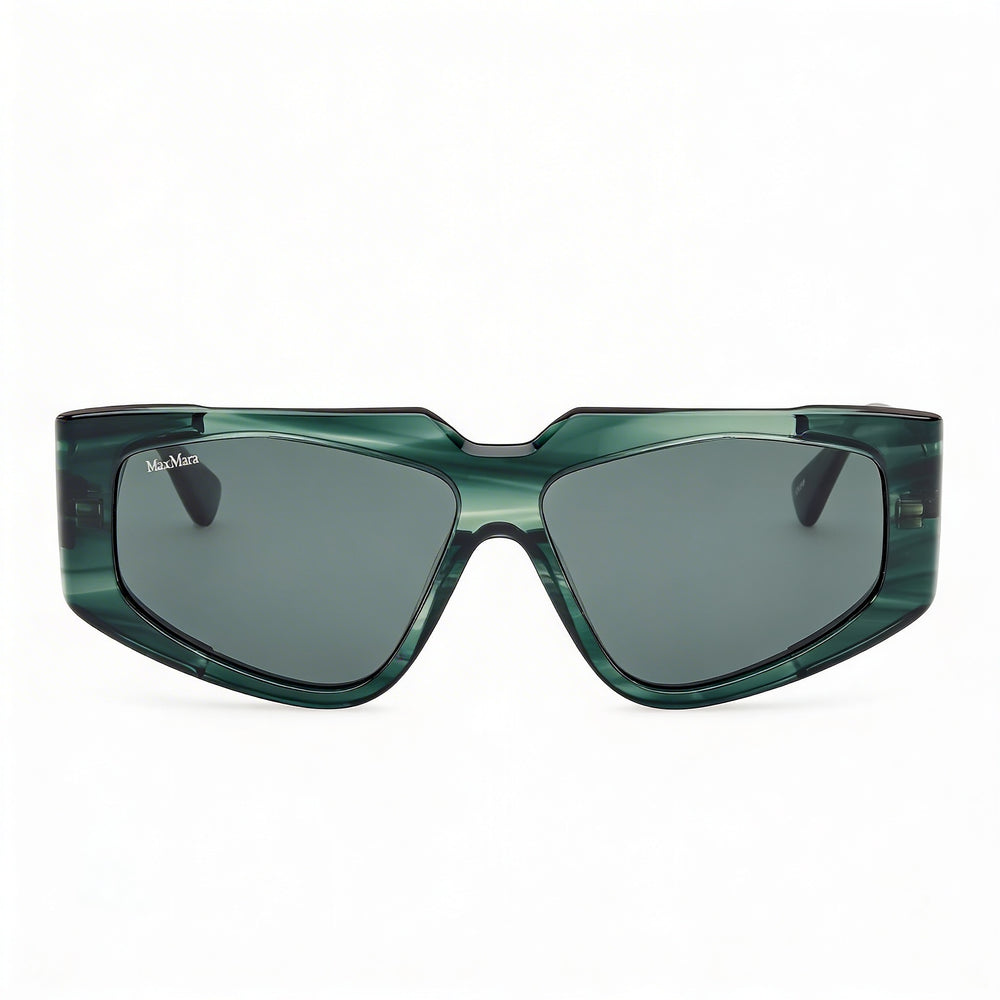 MaxMara Mm0125 for Women Dark Green Striped Acetate Frame with Dark Green Polycarbonate Lenses 58mm
