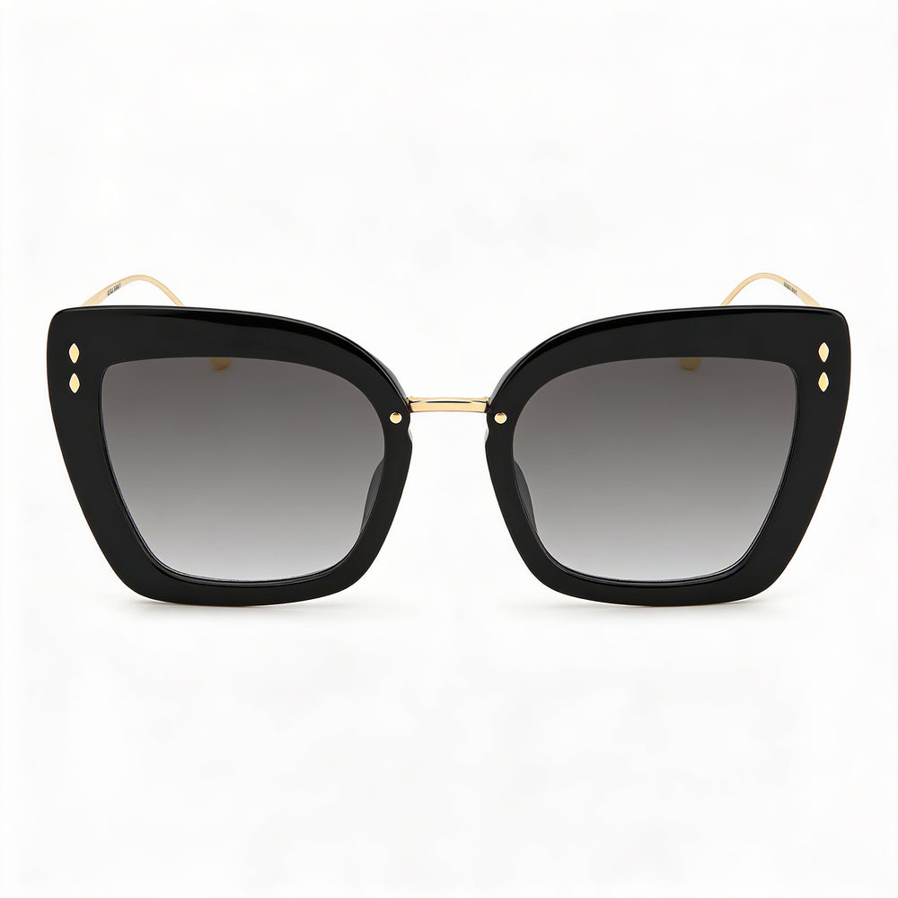 Isabel Marant Modern Women's Rectangular Polyamide Black Gold Non-Polarized UV 400 Sunglasses 53mm