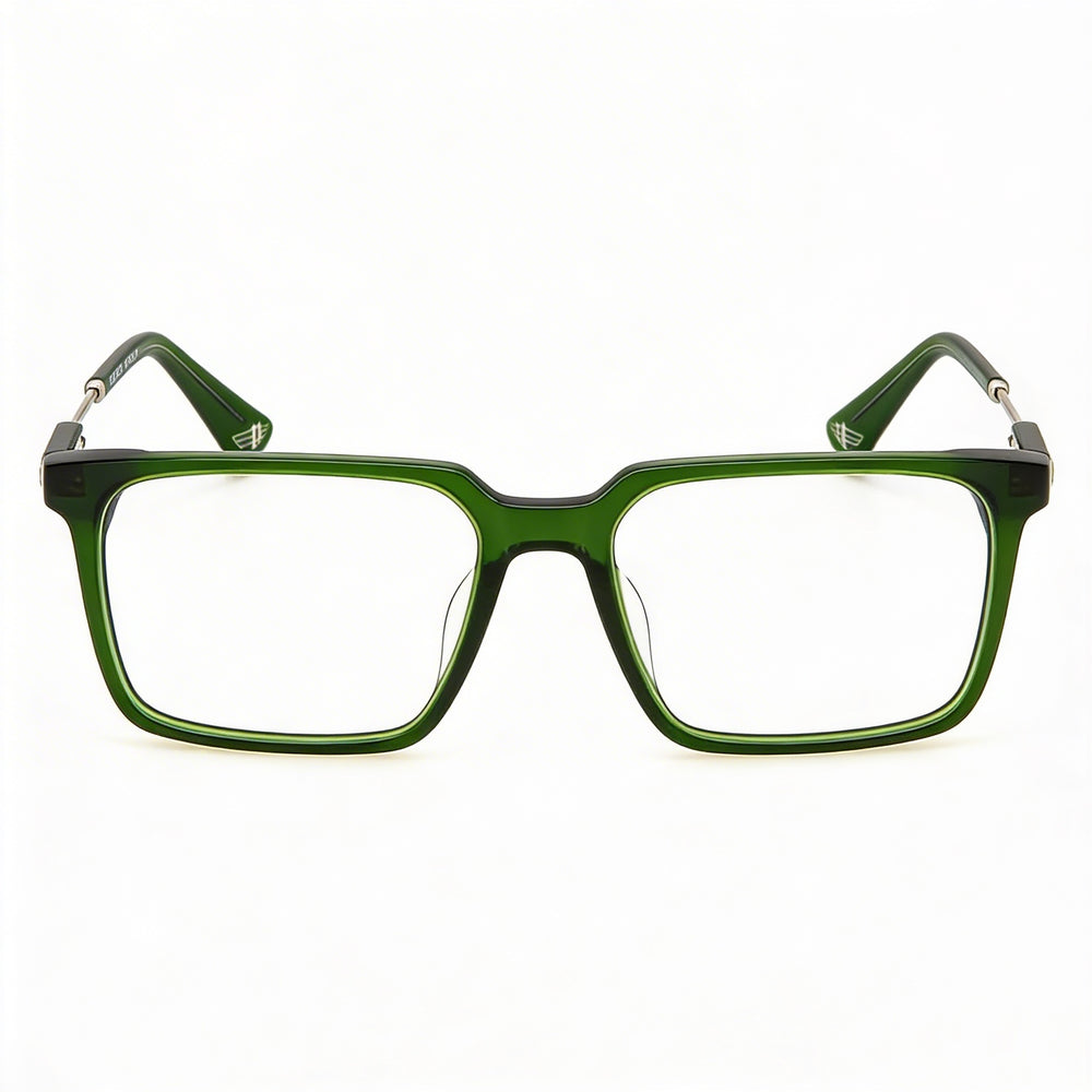 Police Casual Men's Eyeglasses with Shiny Black Frame Color and Acetate Frame Material, Size 53