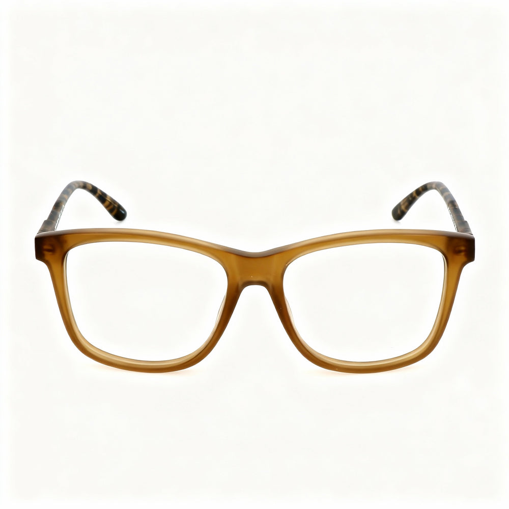 SMITH DARBY Men's Modern Square Matte Brown Striped Acetate Eyeglasses, 140mm Temple Length