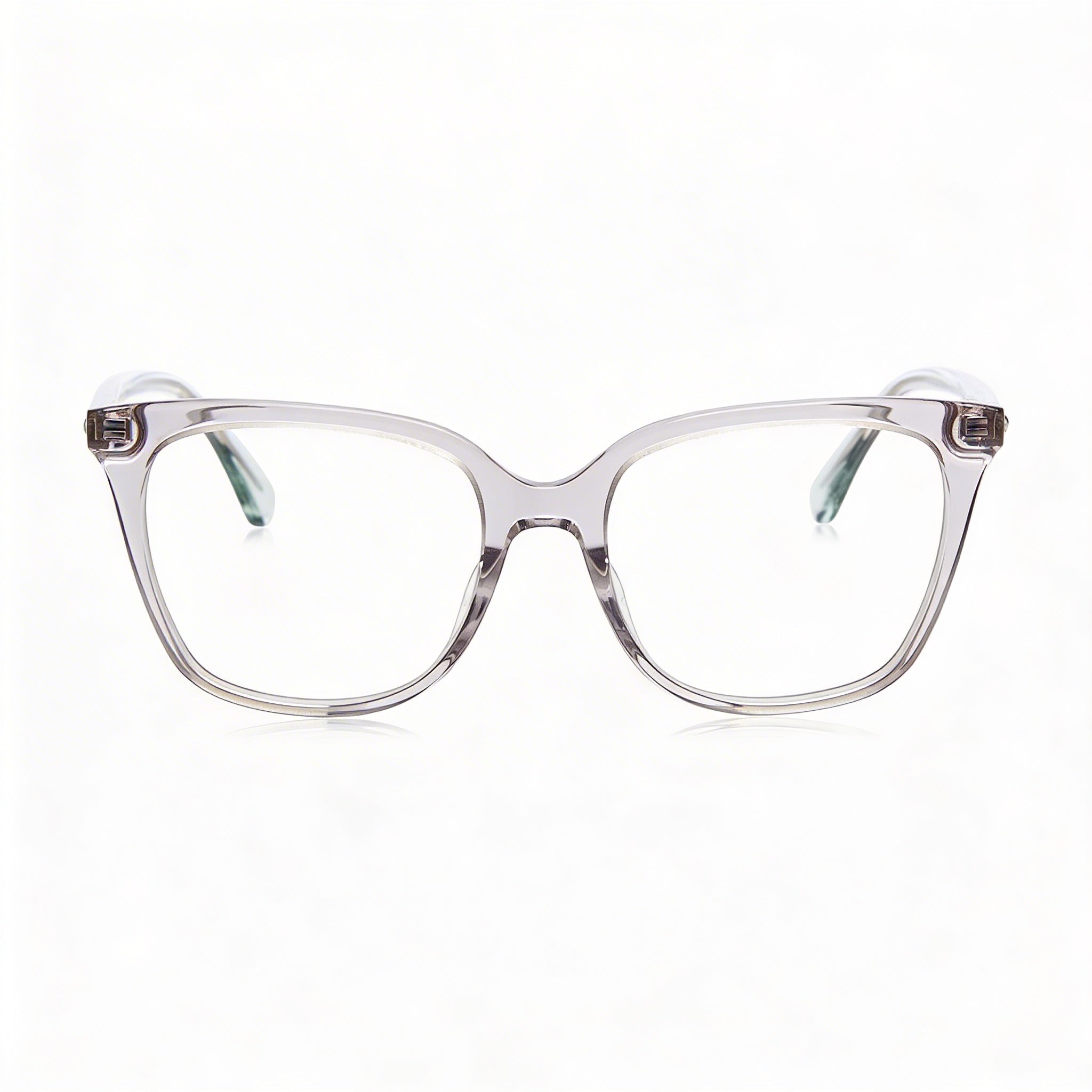 Kate Spade New York Modern Unisex Square Frame Eyeglasses Transparent Grey Acetate with Grey Lenses 51mm, Photo 2