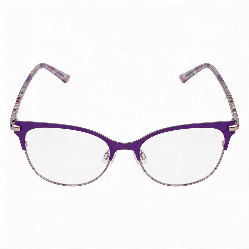 bebe Bb5224 Men's Eyeglasses, Purple Metal Frame, Clear Polycarbonate Lenses 52mm