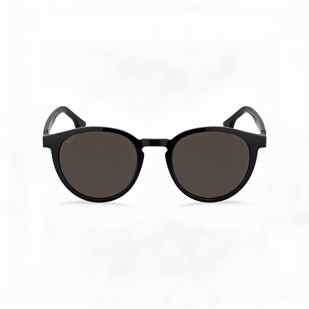 Gafas de sol Hugo Boss 1575/S para hombre, redondas, de plástico, transparentes, en gris/verde, con protección UV y espejo, 51 mm