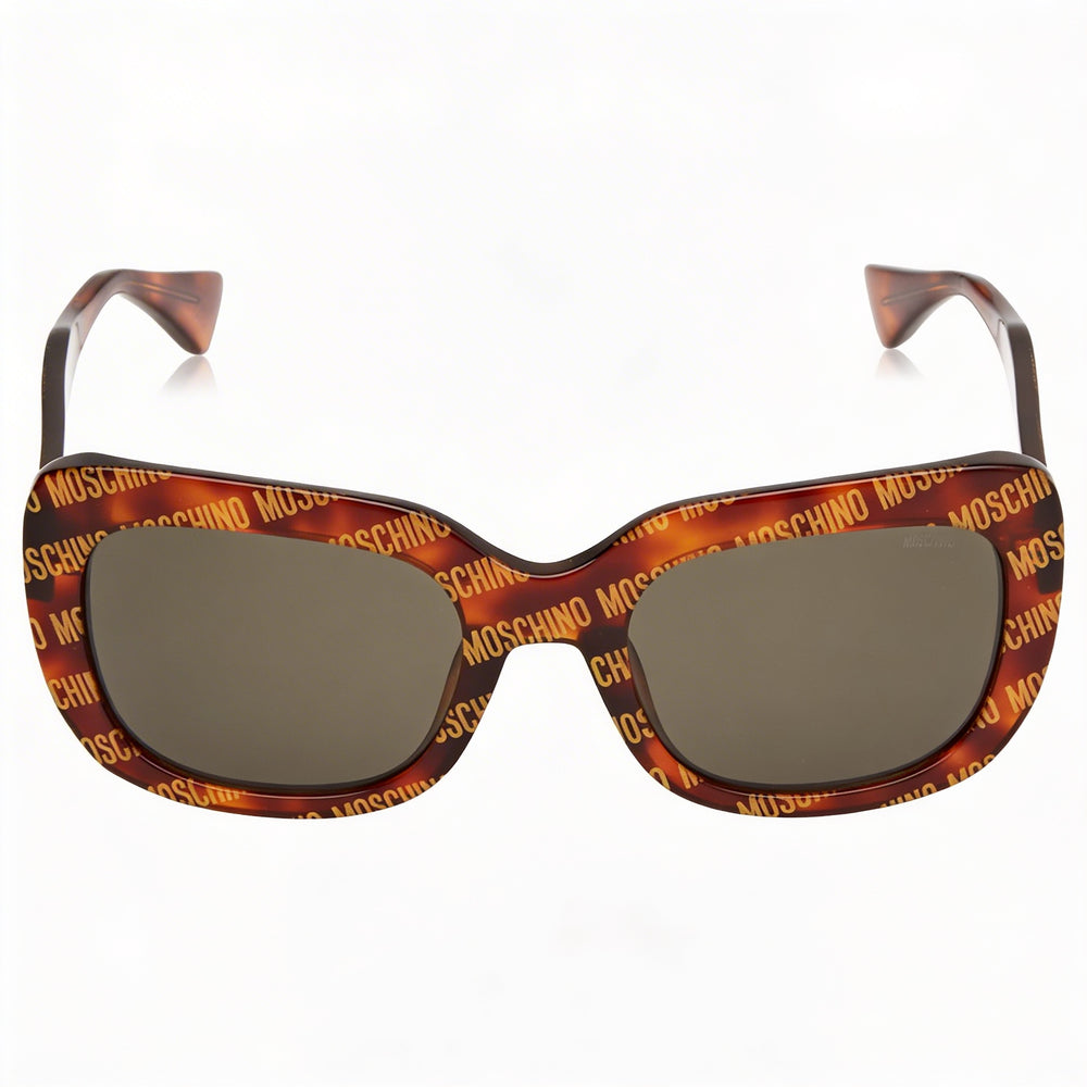 Gafas de sol Moschino MOS132/S para mujer, cuadradas, con diseño Havana, de acetato, con lentes grises, no polarizadas y protección UV, 53 mm