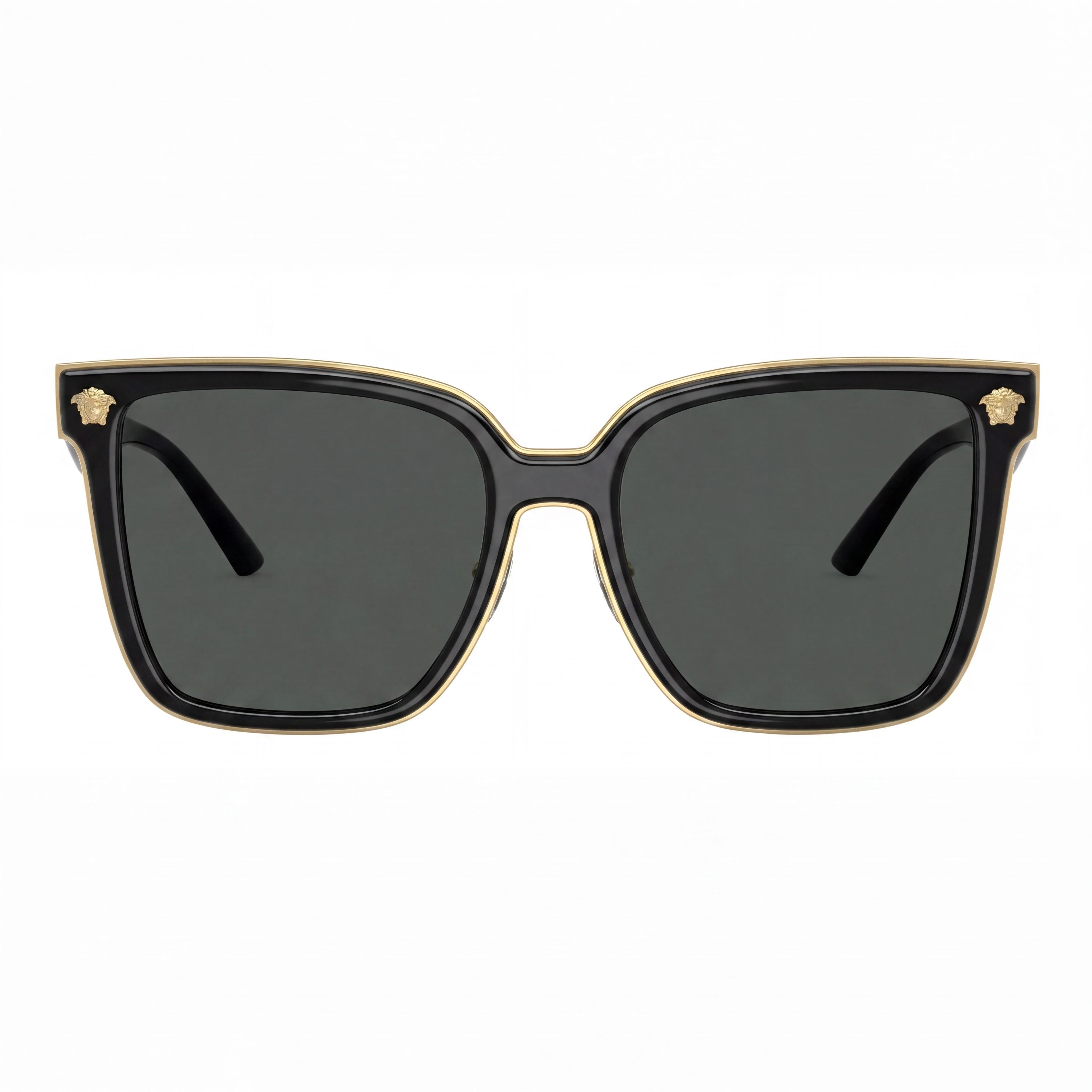 Gafas Versace contemporáneas para mujer, negras, gris oscuro, de titanio, montura completa, lentes de policarbonato, 58-19-150, Photo 2
