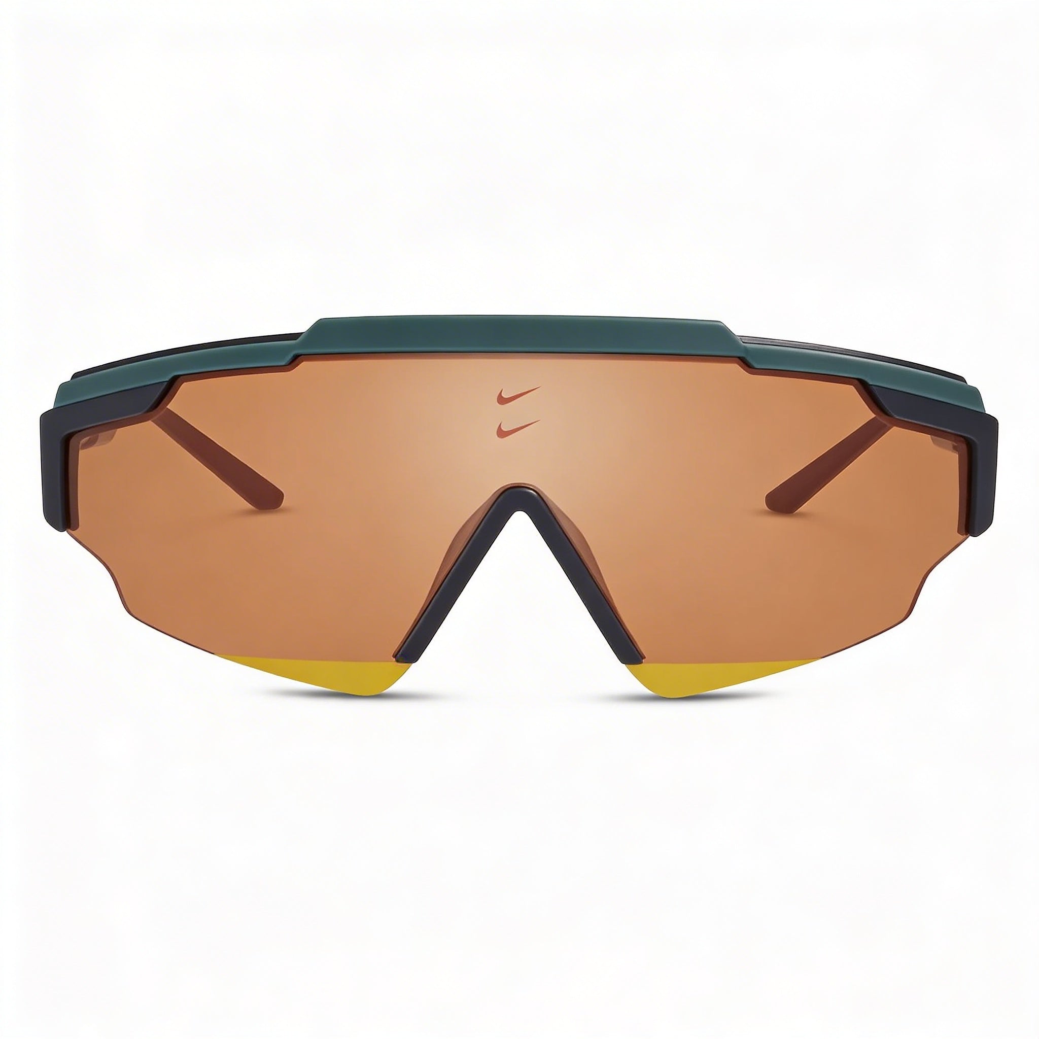 Gafas de sol deportivas unisex Nike Modern Lifestyle con montura de plástico en color naranja verdoso y lentes naranjas no polarizadas, 66 mm, Photo 2
