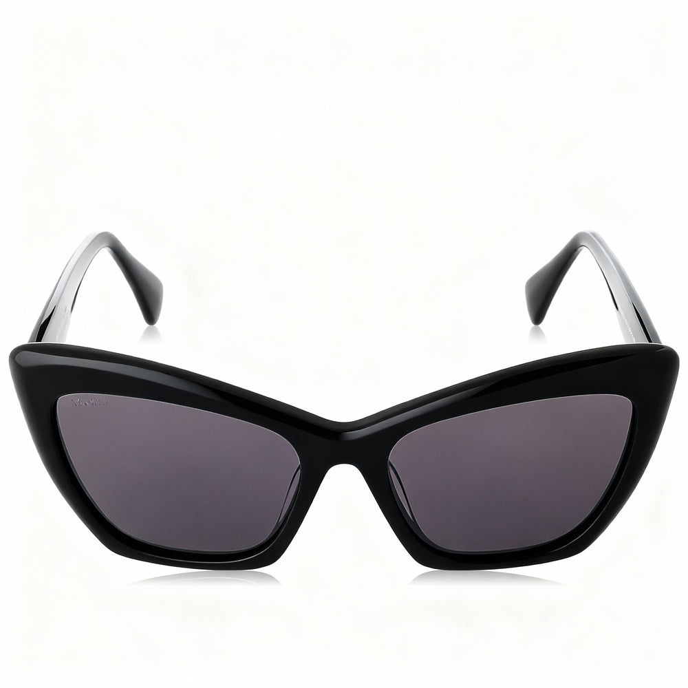 Gafas de sol MaxMara Modern para mujer, montura de plástico negra, lentes ahumadas no polarizadas, 57-18-145 mm