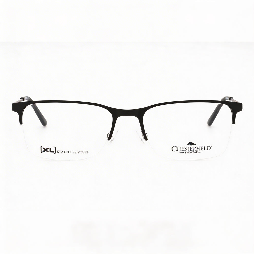 Gafas Chesterfield Ch 108xl para hombre con montura metálica negra y lentes de policarbonato transparente, 58-19-150