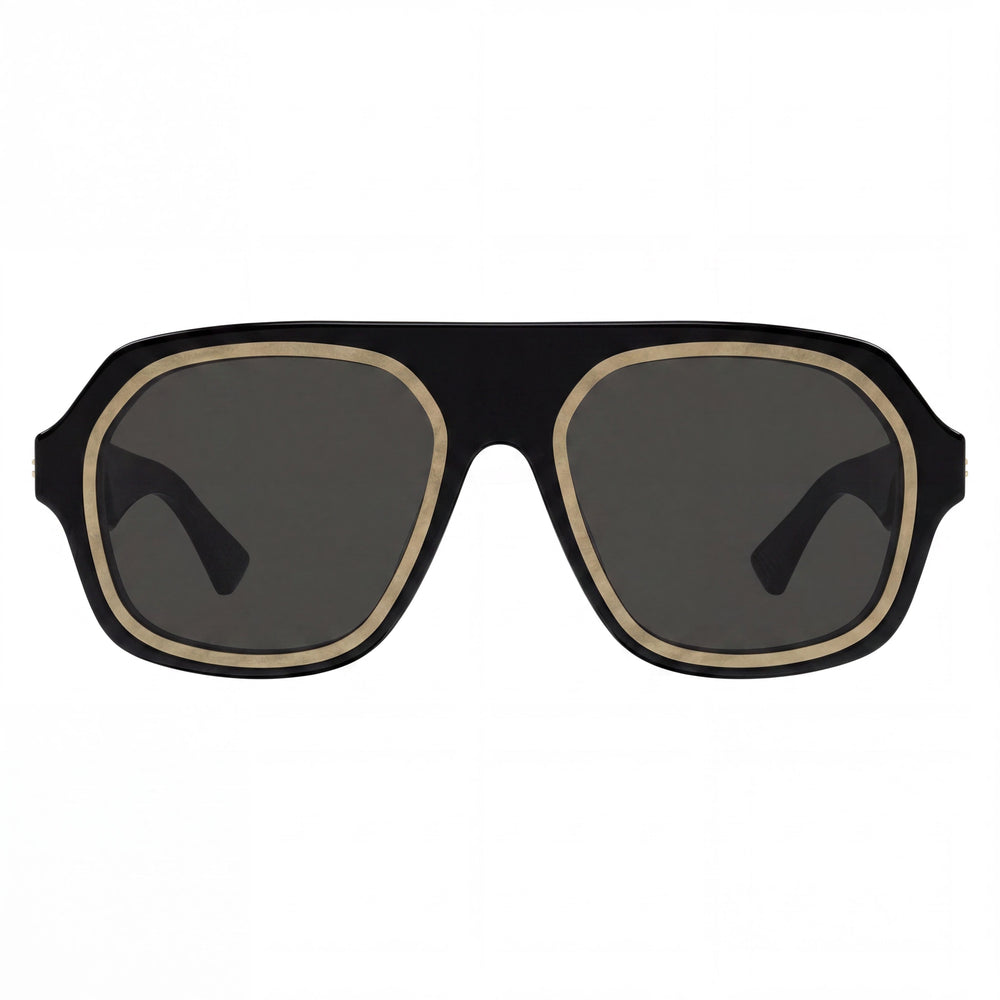 Bottega Veneta Men's Black Acetate Frame Sunglasses with Grey Non-Polarized Lenses and 100% UV Protection