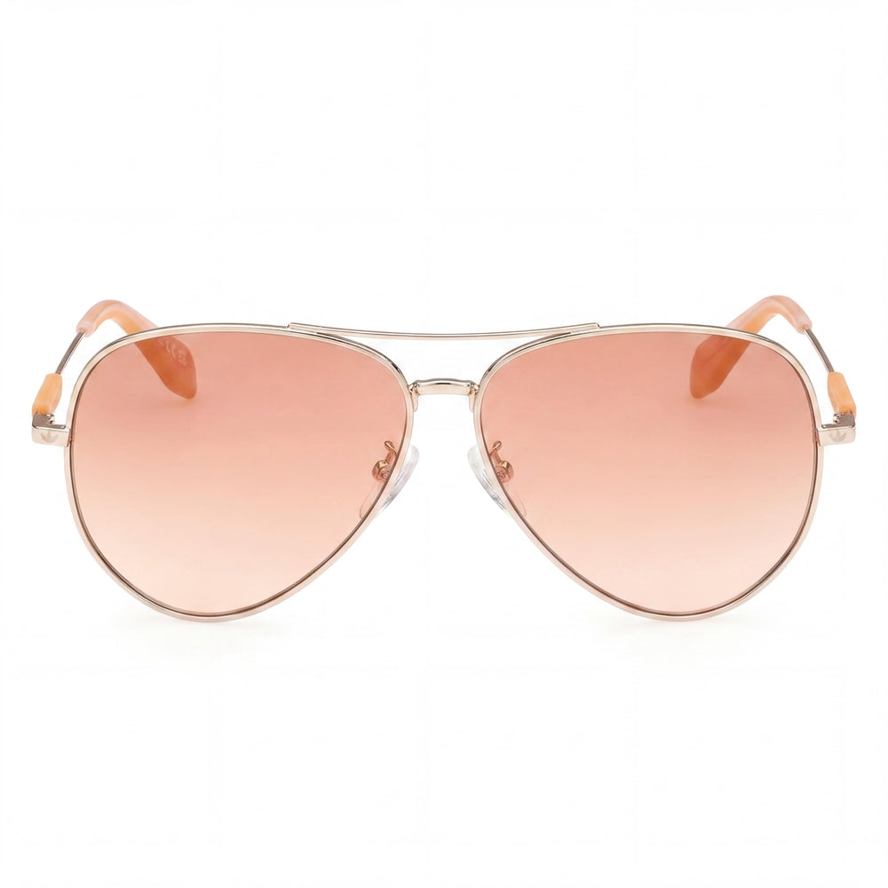 Gafas de sol unisex adidas OR0085 de estilo casual con montura de plástico dorado y lentes de espejo Roviex de 59 mm