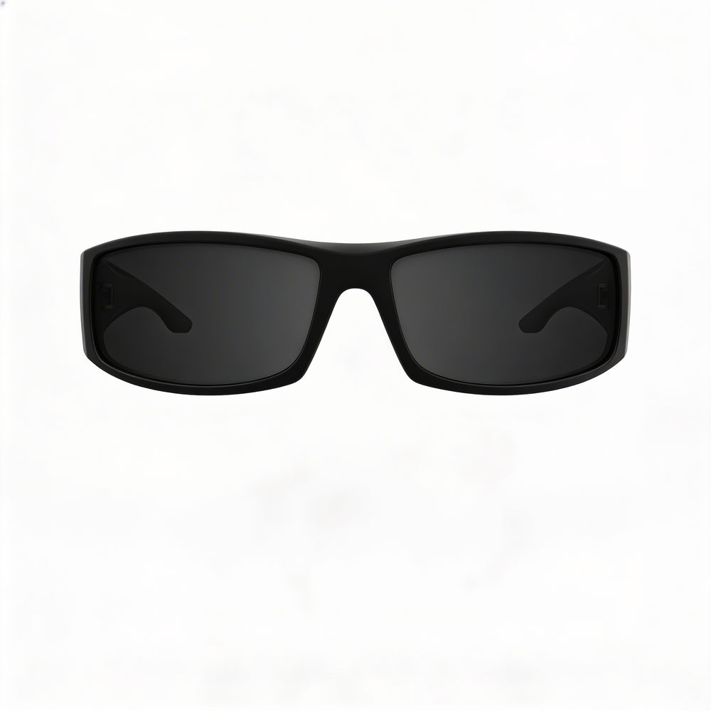 Spy Cooper XL Unisex Rectangular Wrap Sunglasses Soft Matte Black Happy Boost Polar Black Mirror Polarized UV Protection X-Large