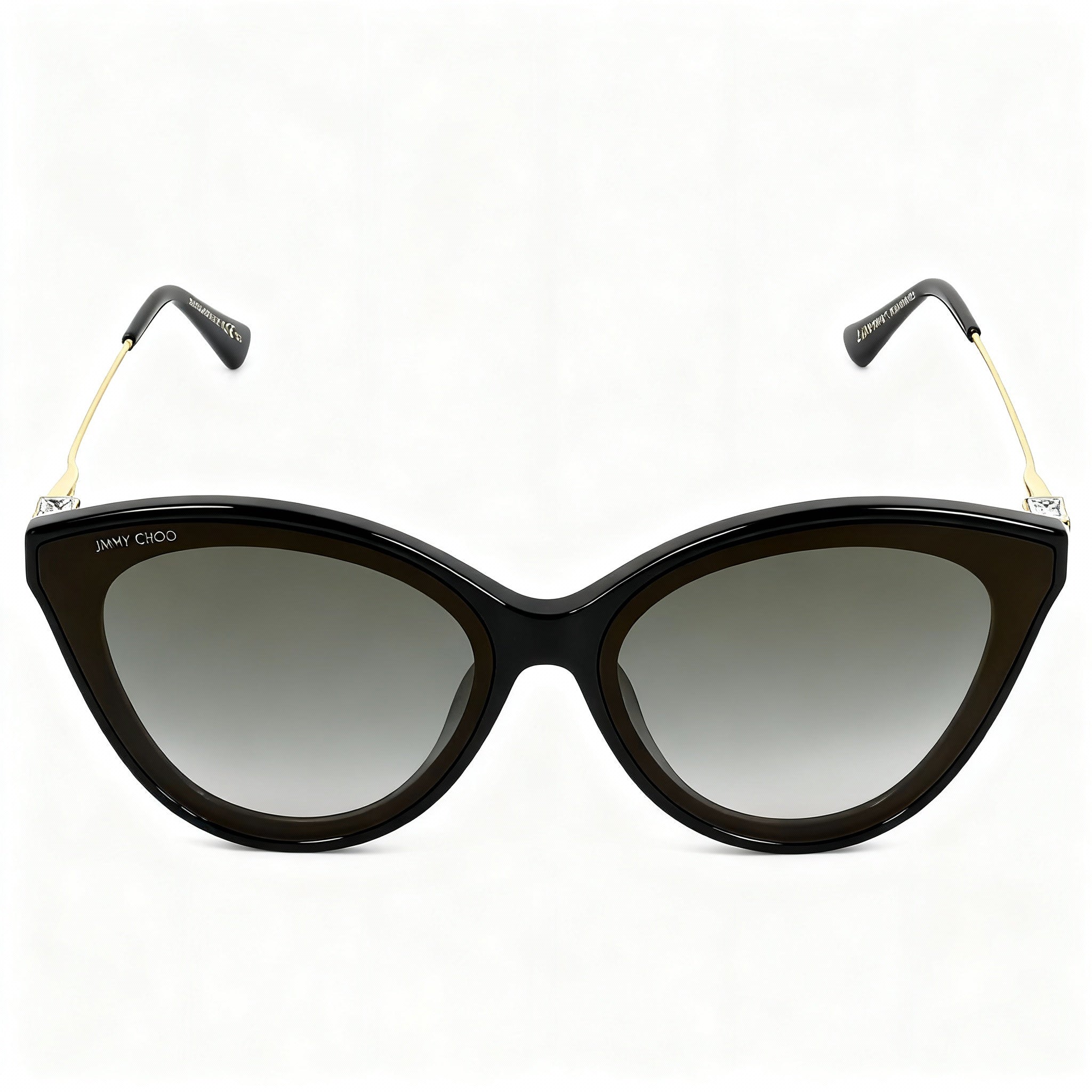 JIMMY CHOO Women's Vic/F/Sk Cat Eye Sunglasses, Black Acetate Frame, Grey Gold Mirror Lenses (64mm), Photo 2