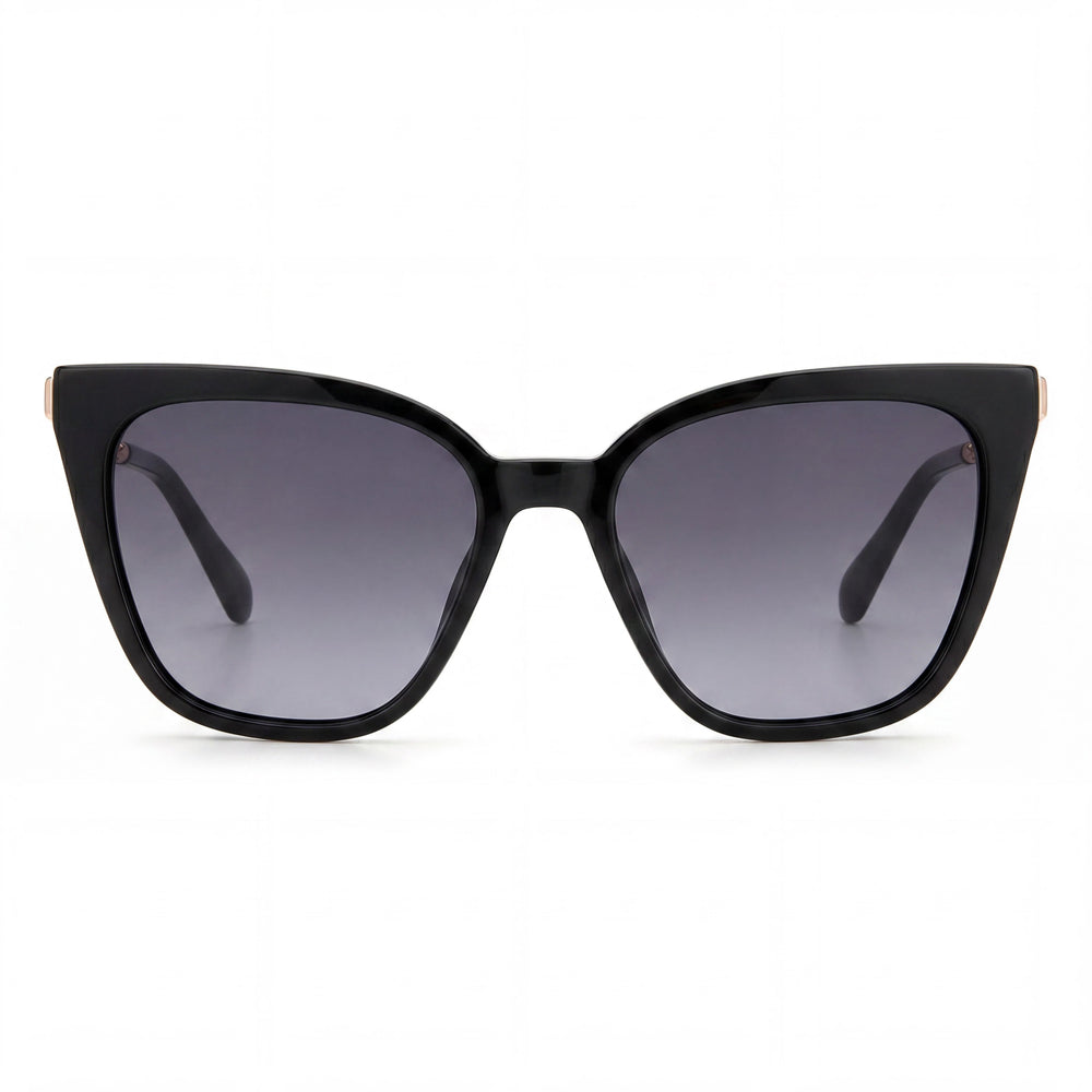 Fossil Contemporary Women's Black Grey Plastic Sunglasses with Dark Grey Shaded Lenses and UV Protection 50mm