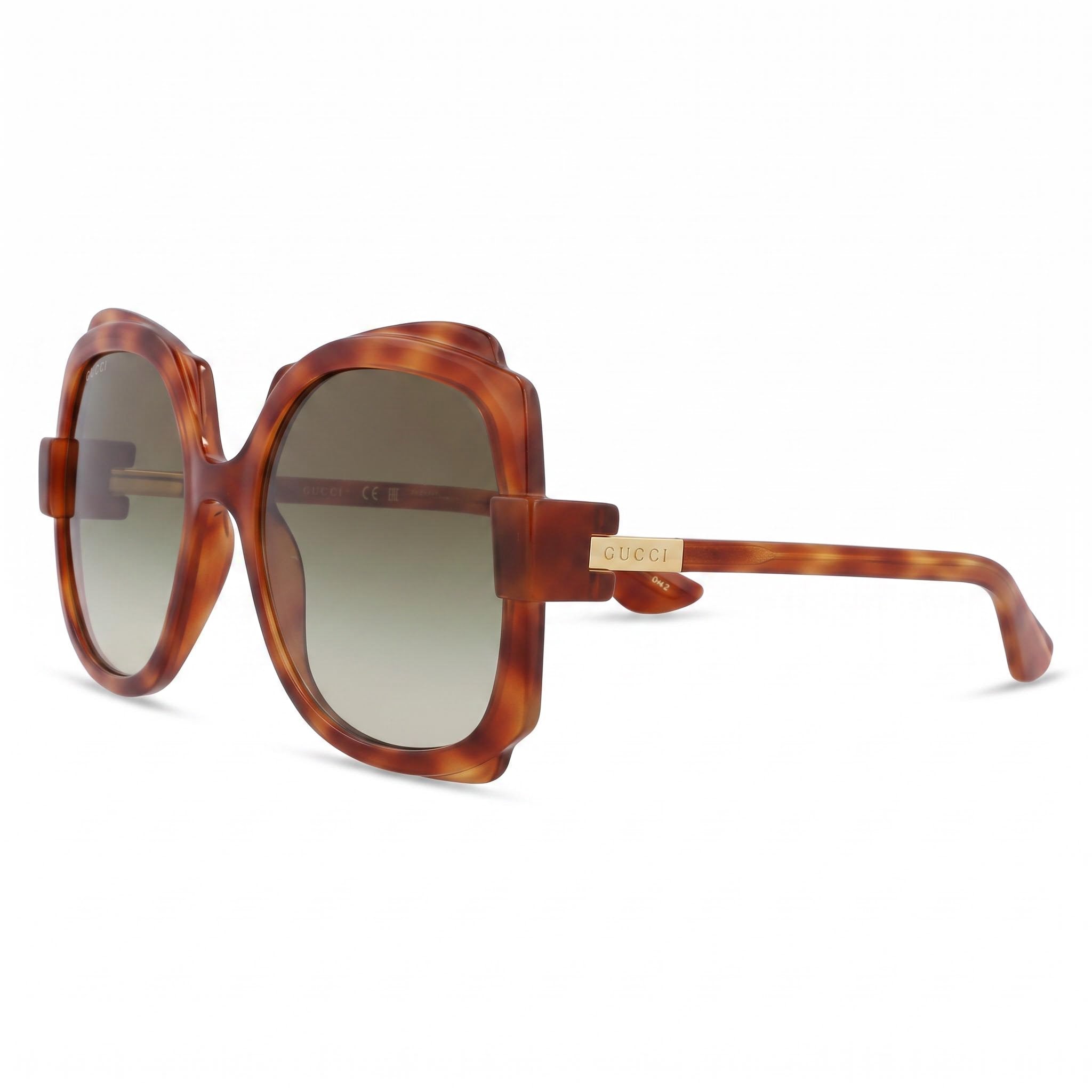 Gucci Women's Round/Oval Prescription Plastic Frame Sunglasses Havana Brown Gradient Lenses 57-20-135, Photo 1