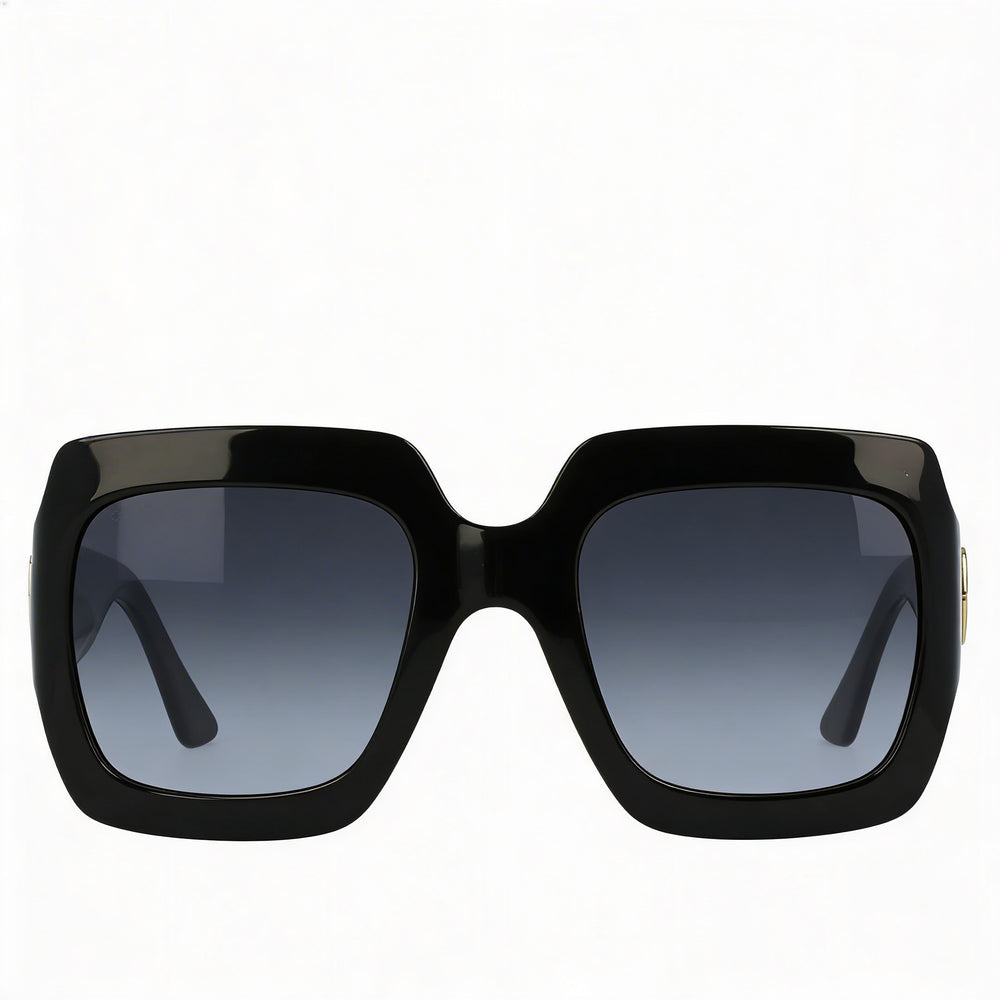 Gucci Gg0053sn Unisex Shiny Black Composite Frame UV Protected Shaded Dark Grey Gradient Sunglasses 54mm