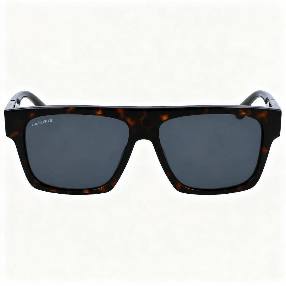 Lacoste Adjustable Men’s Black Plastic Rectangular Eyewear with Solid Grey Lenses 57-14-145