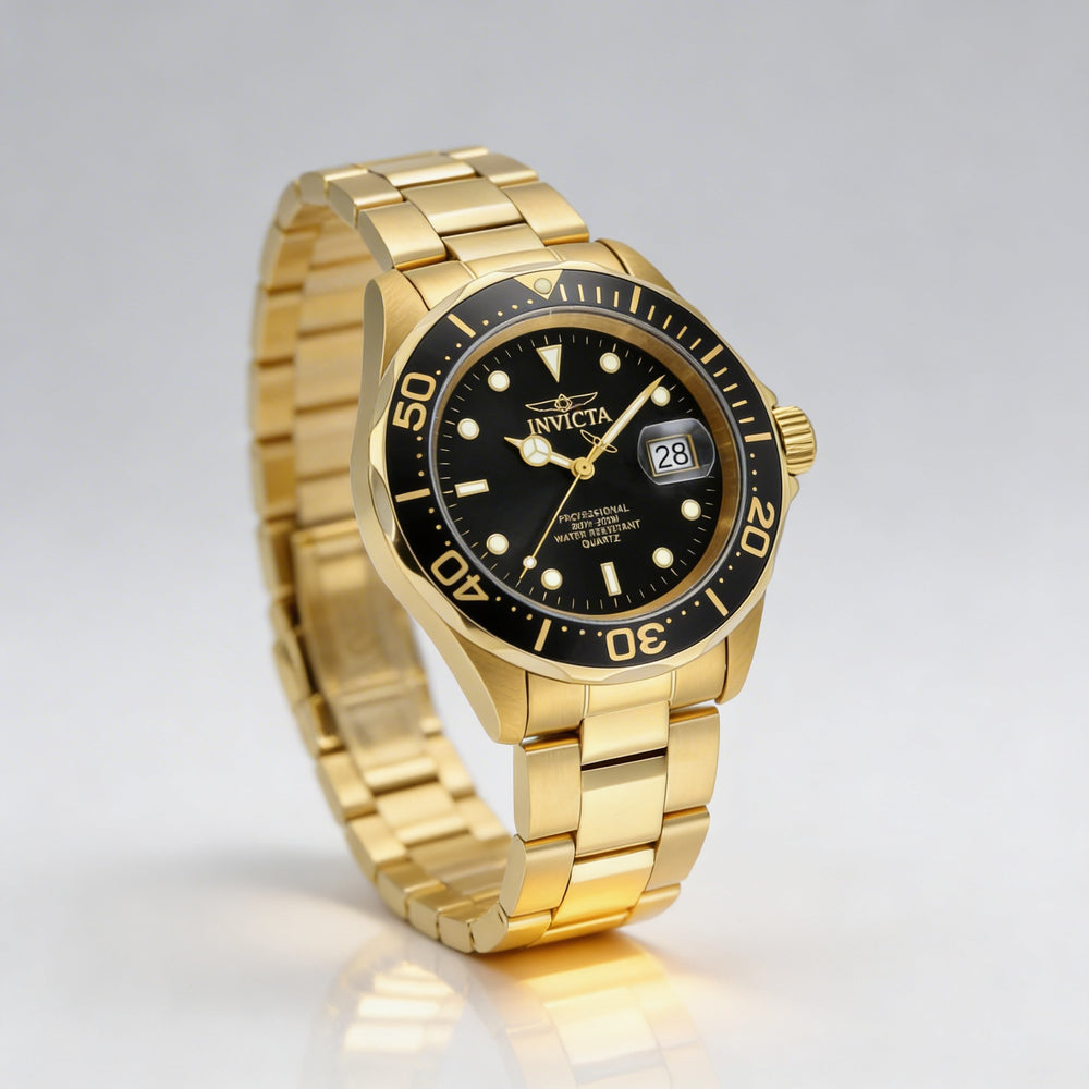Invicta Pro Diver 9311 Unisex 40mm Stainless Steel Quartz Watch, Black Dial, Second Hand, 200M Water Resistant Bracelet