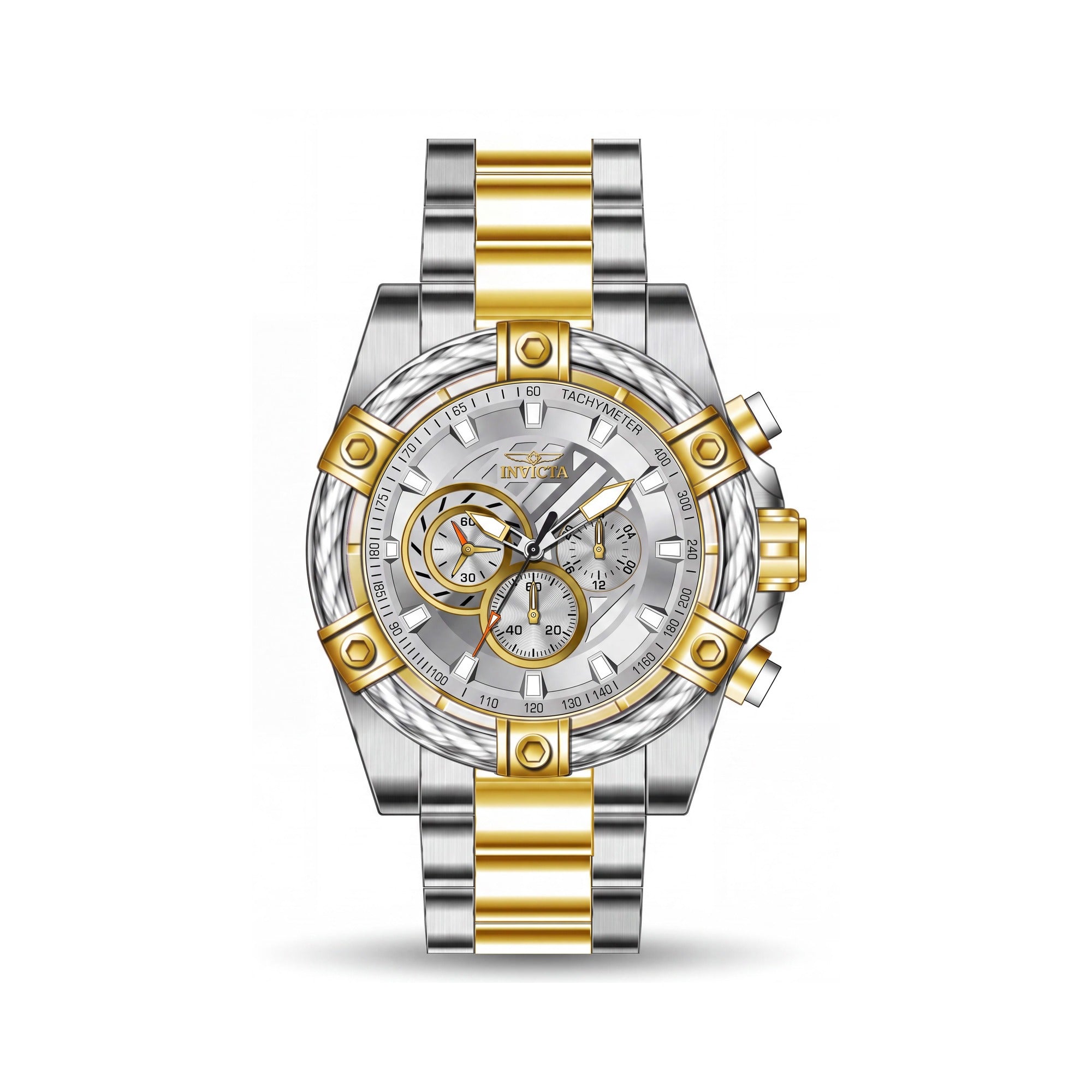 Invicta Bolt 49746 Men's Chronograph Silver Dial Two-tone Stainless Steel Quartz 100M Water Resistant Watch 52mm, Photo 1