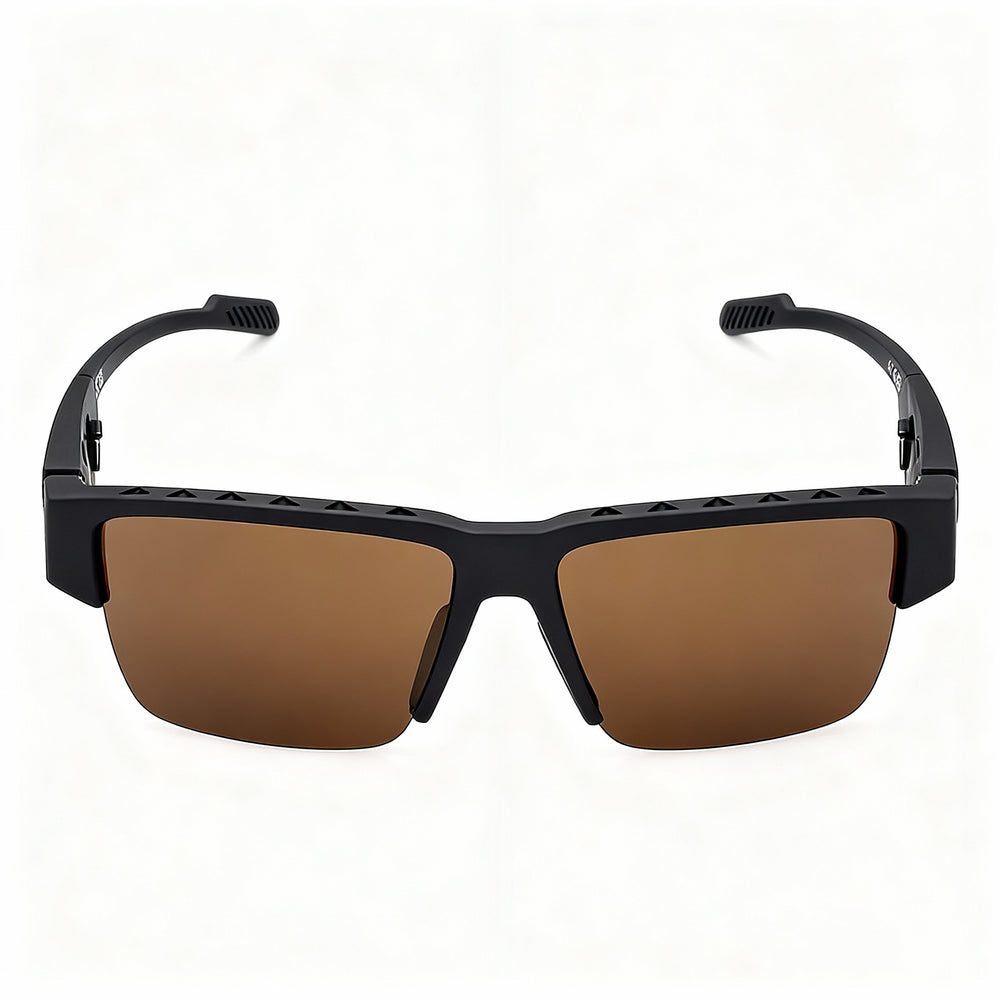 Gafas de sol polarizadas adidas Sp0070 para hombre con montura negra inyectada y protección UV marrón, 68-9-130