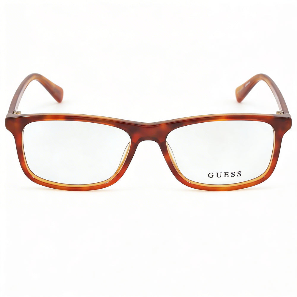 Guess Gu50054 Men's Rectangular Blonde Havana Acetate Eyeglasses with Demo Clear Lenses, Prescription Ready 53-15-145mm