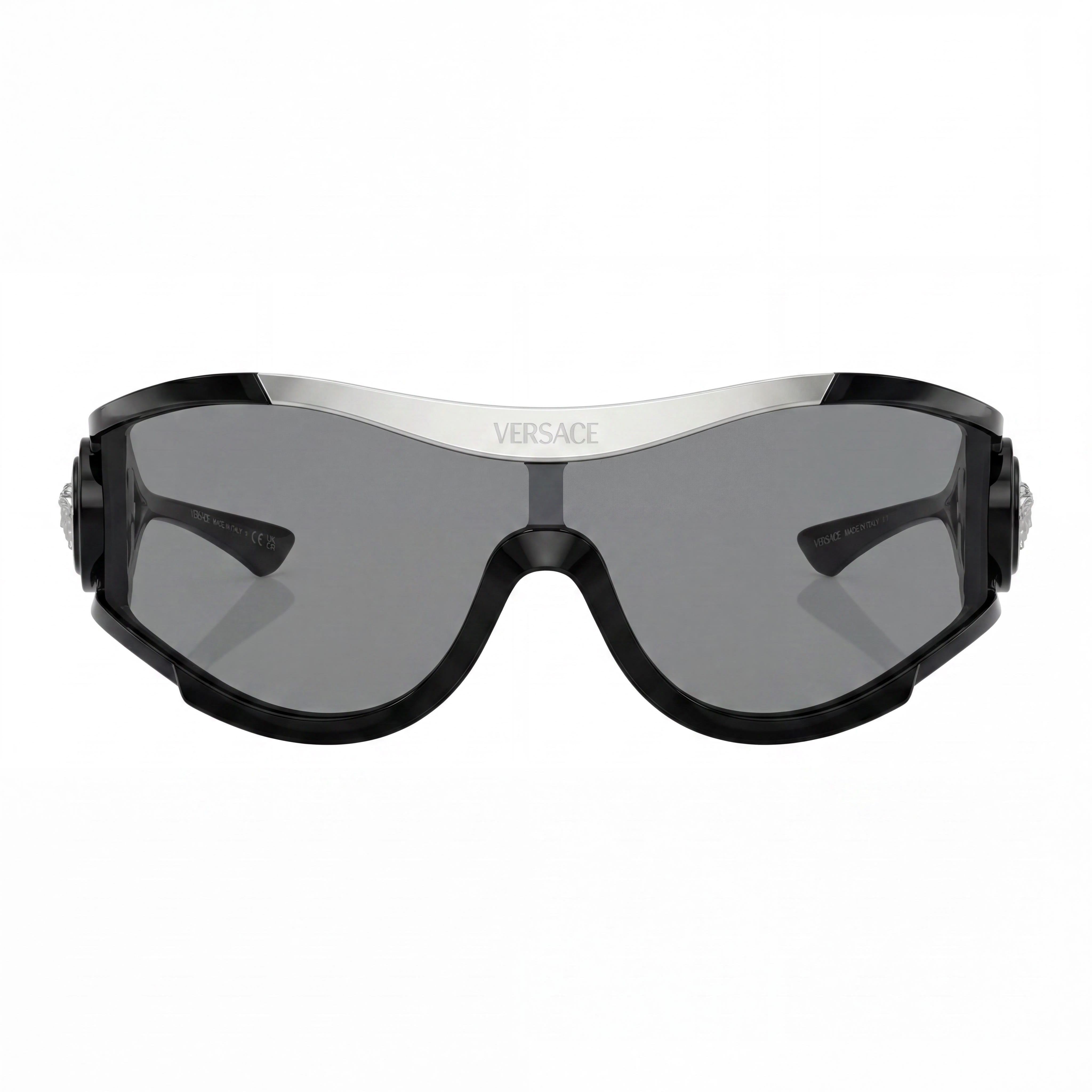 Gafas Versace Classic unisex de acetato negro con montura gris oscuro y lentes gris oscuro de 42 mm, Photo 2