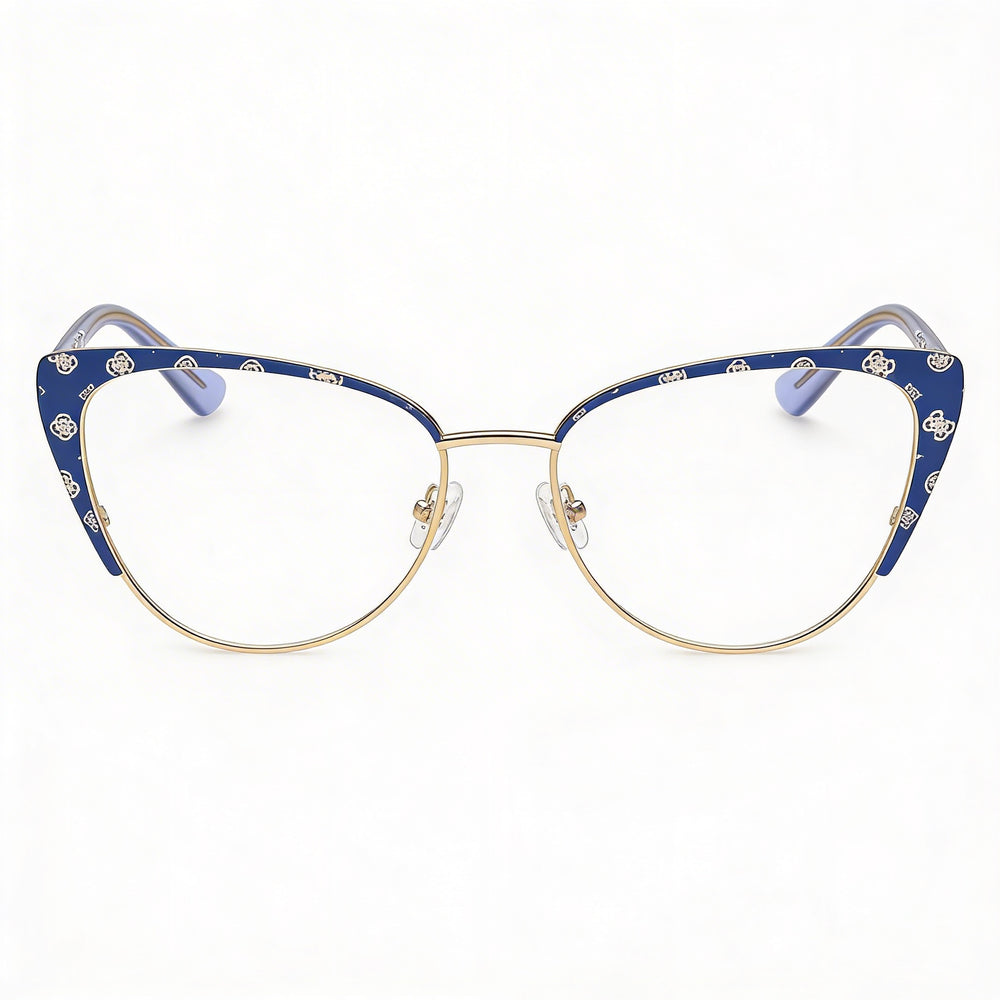 Gafas GUESS Gu50121 para mujer, de metal, polarizadas, con lentes multicolor, montura azul mate y azul brillante, 55 mm