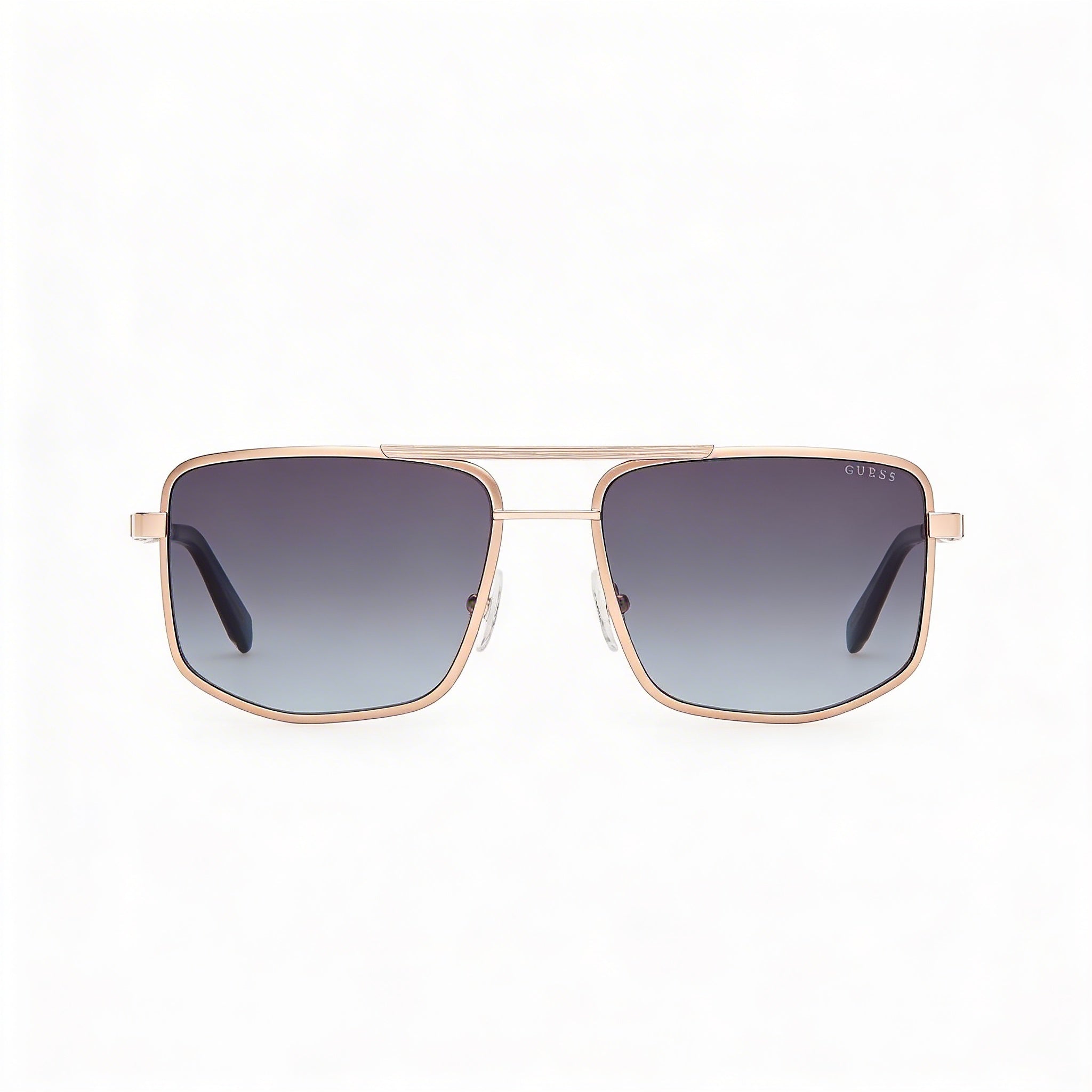 Gafas de sol de mujer Guess Metal Navigator, montura oro pálido satinado brillante, lentes UV azules degradadas, 57mm, Photo 2